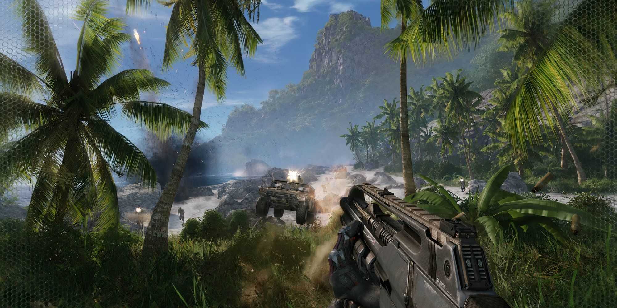 15 excelentes jogos FPS com história Atirar em um veículo em uma ilha tropical