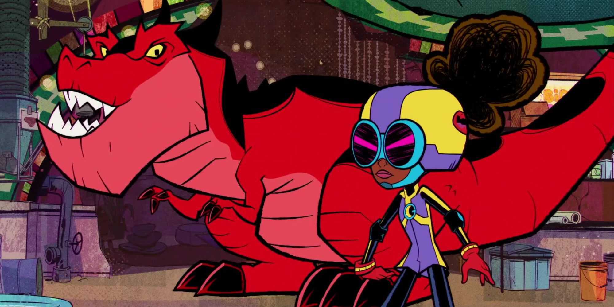 Moon Girl and Devil Dinosaur in her lab