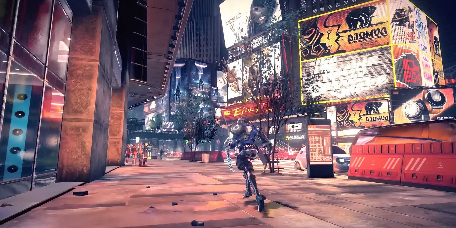 astral chain protagonist running down a street