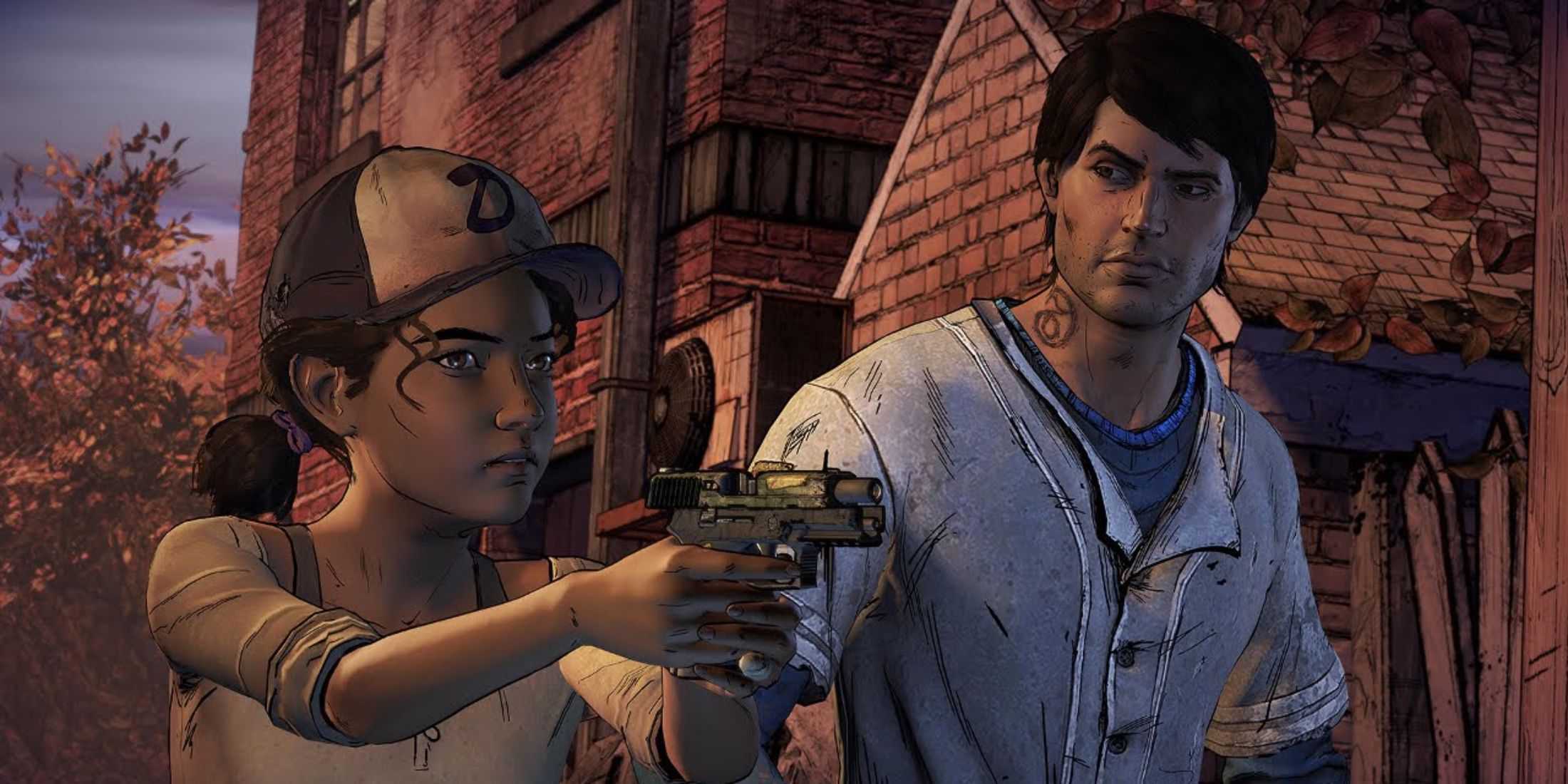 Lee Everett teaching Clementine how to fire a gun