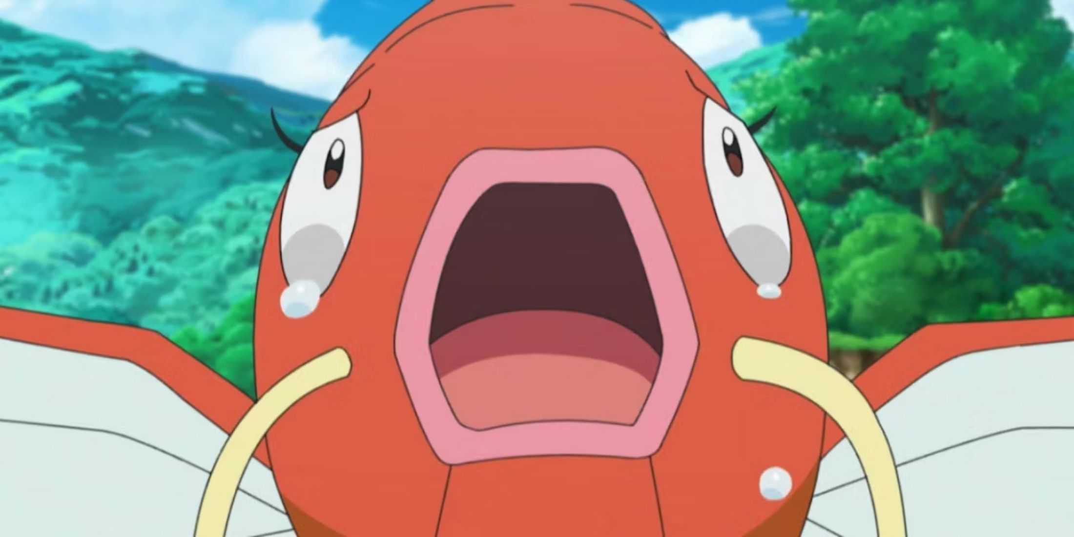 Pokemon - A close-up of Magikarp crying