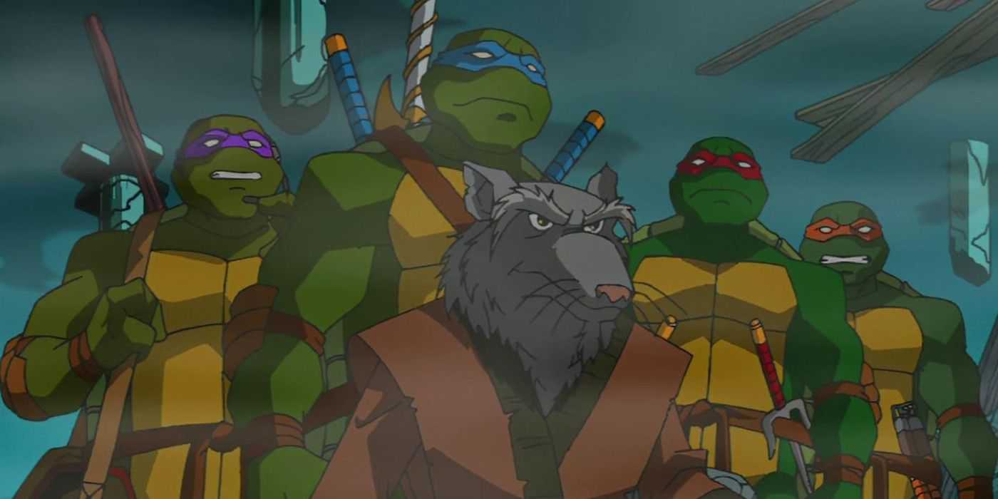 As Tartarugas e Splinter em Teenage Mutant Ninja Turtles 2003