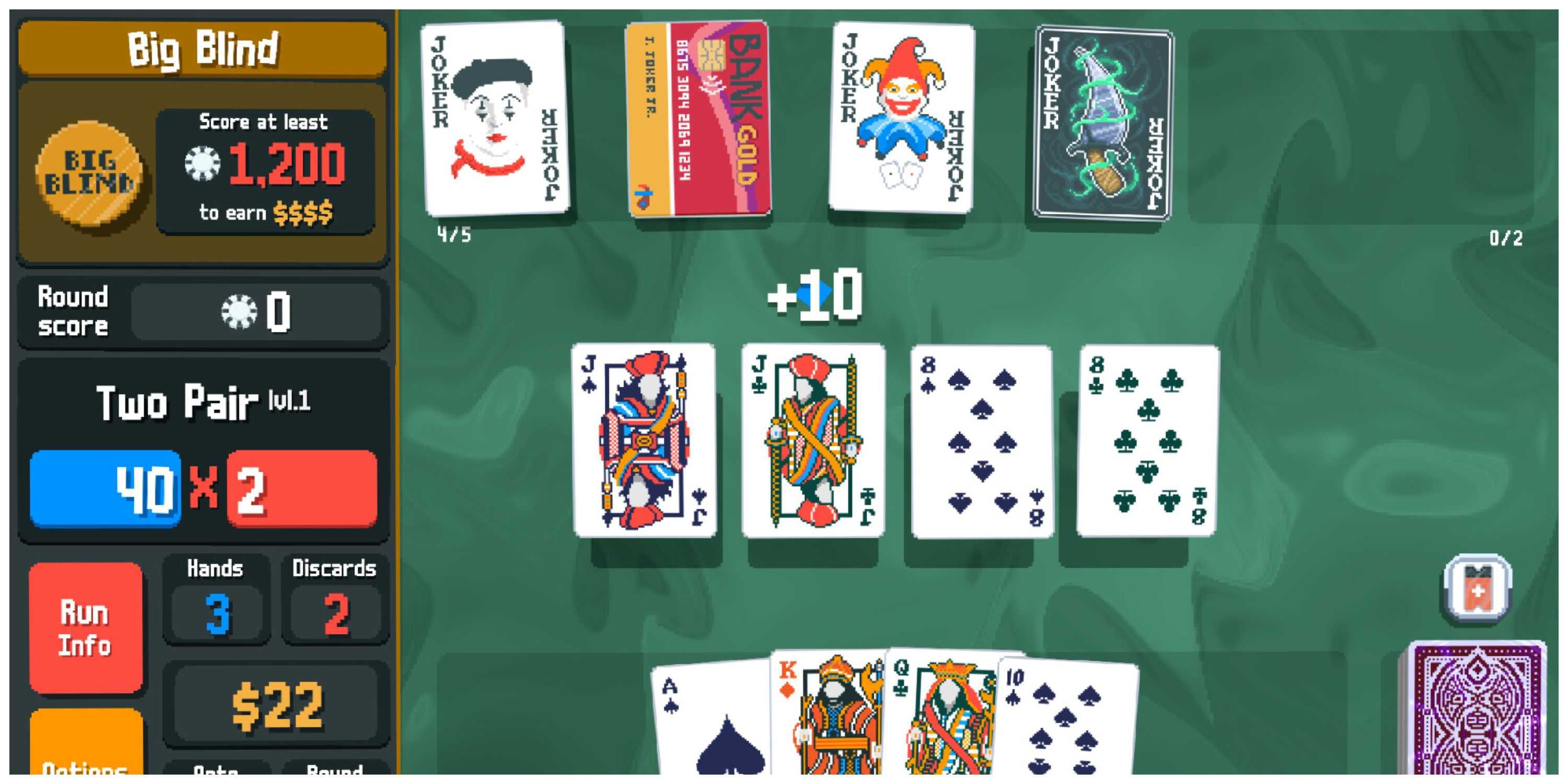 Playing a hand in Balatro