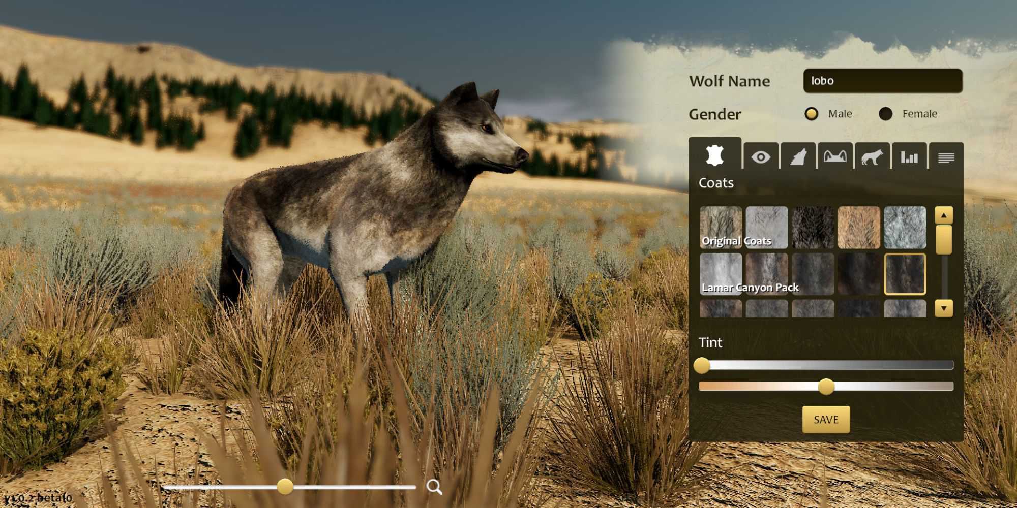 A player making a wolf in WolfQuest