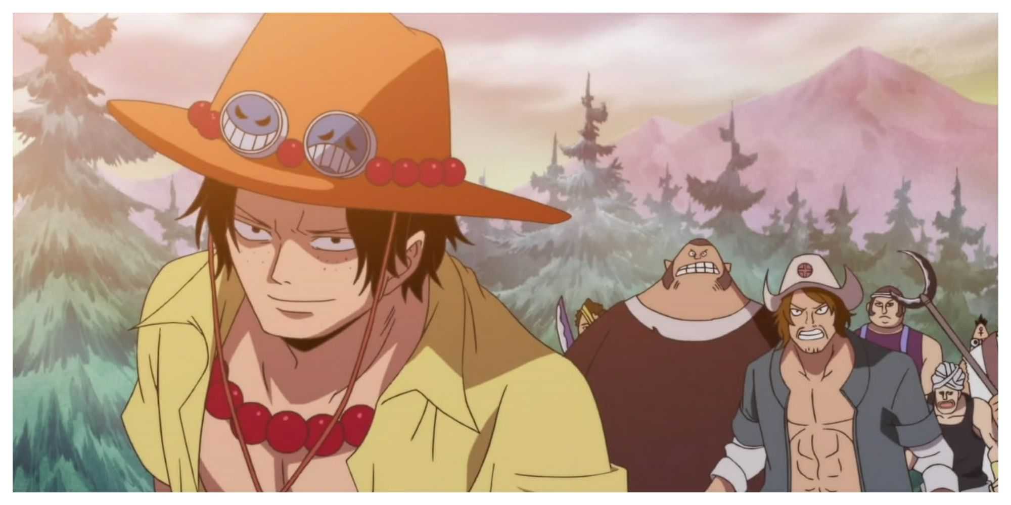 Ace e vários de seus companheiros de tripulação em One Piece