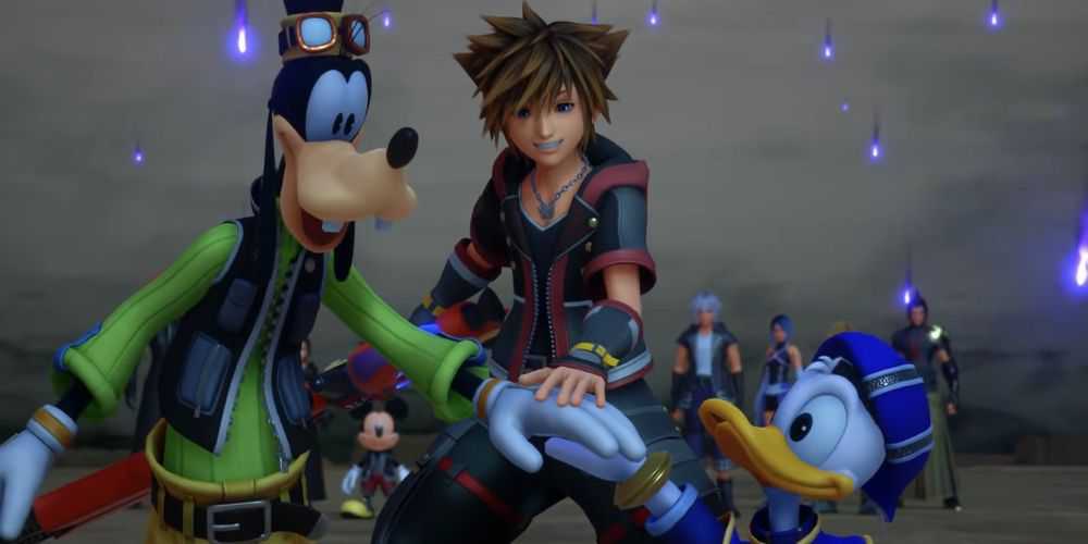 Sora, Donald e Pateta no final de Kingdom Hearts 3