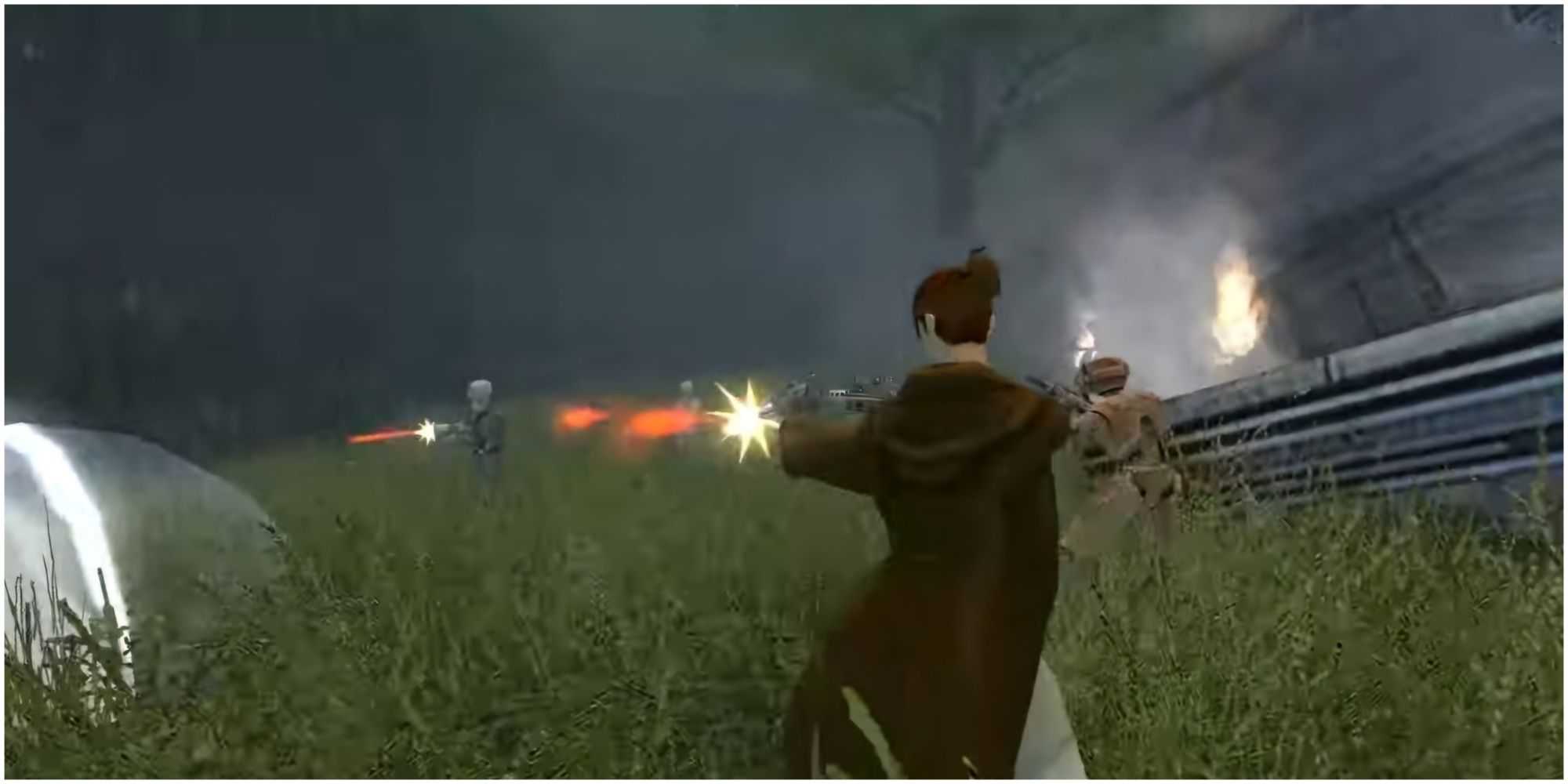 Jedi blasting with blasters in Star Wars Knights Of The Old Republic 2