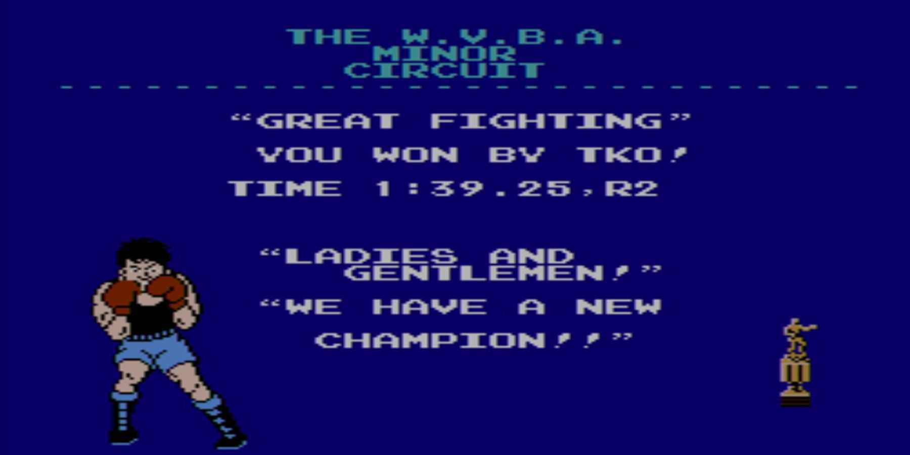 a results screen from punch out