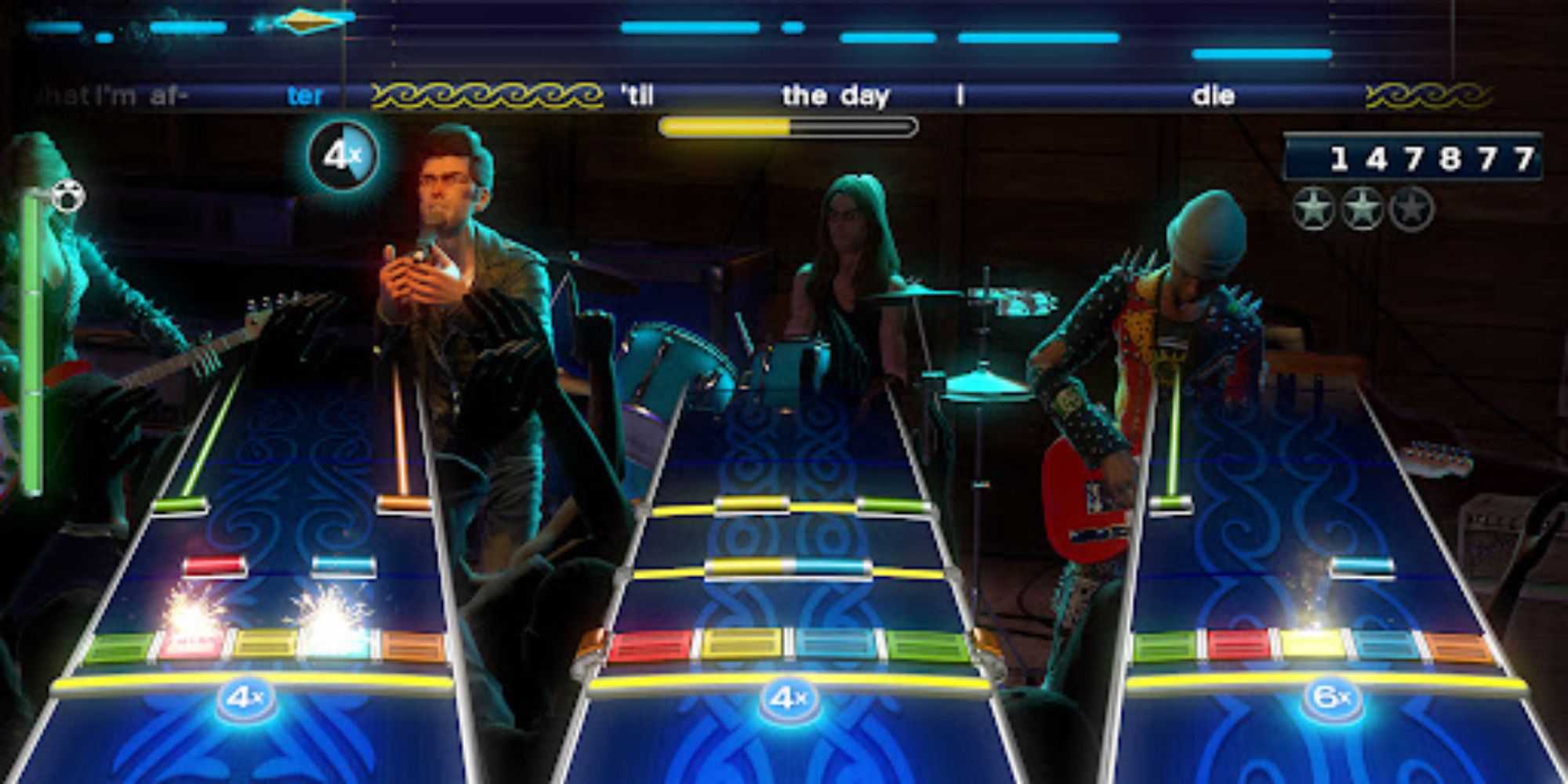 Playing through a song in Rock Band 4