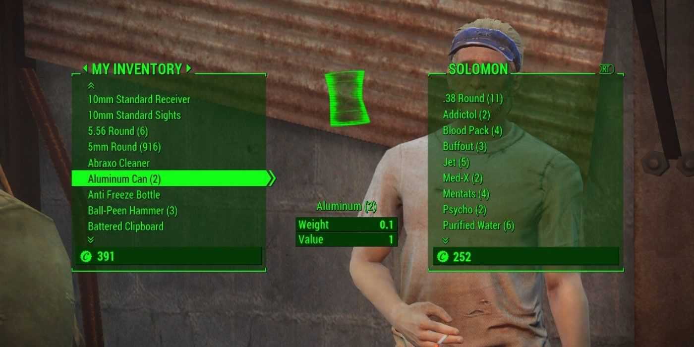 Fallout 4 dicas e truques - tela de inventário do fornecedor