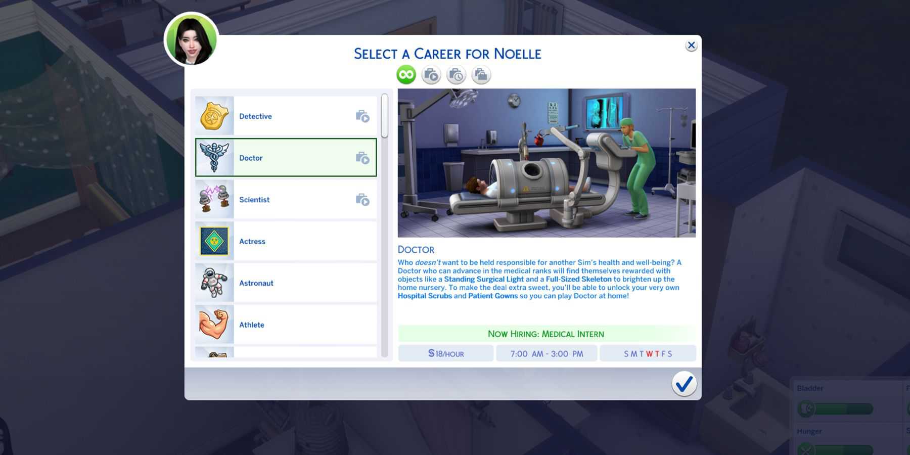 carreira de médico no the sims 4