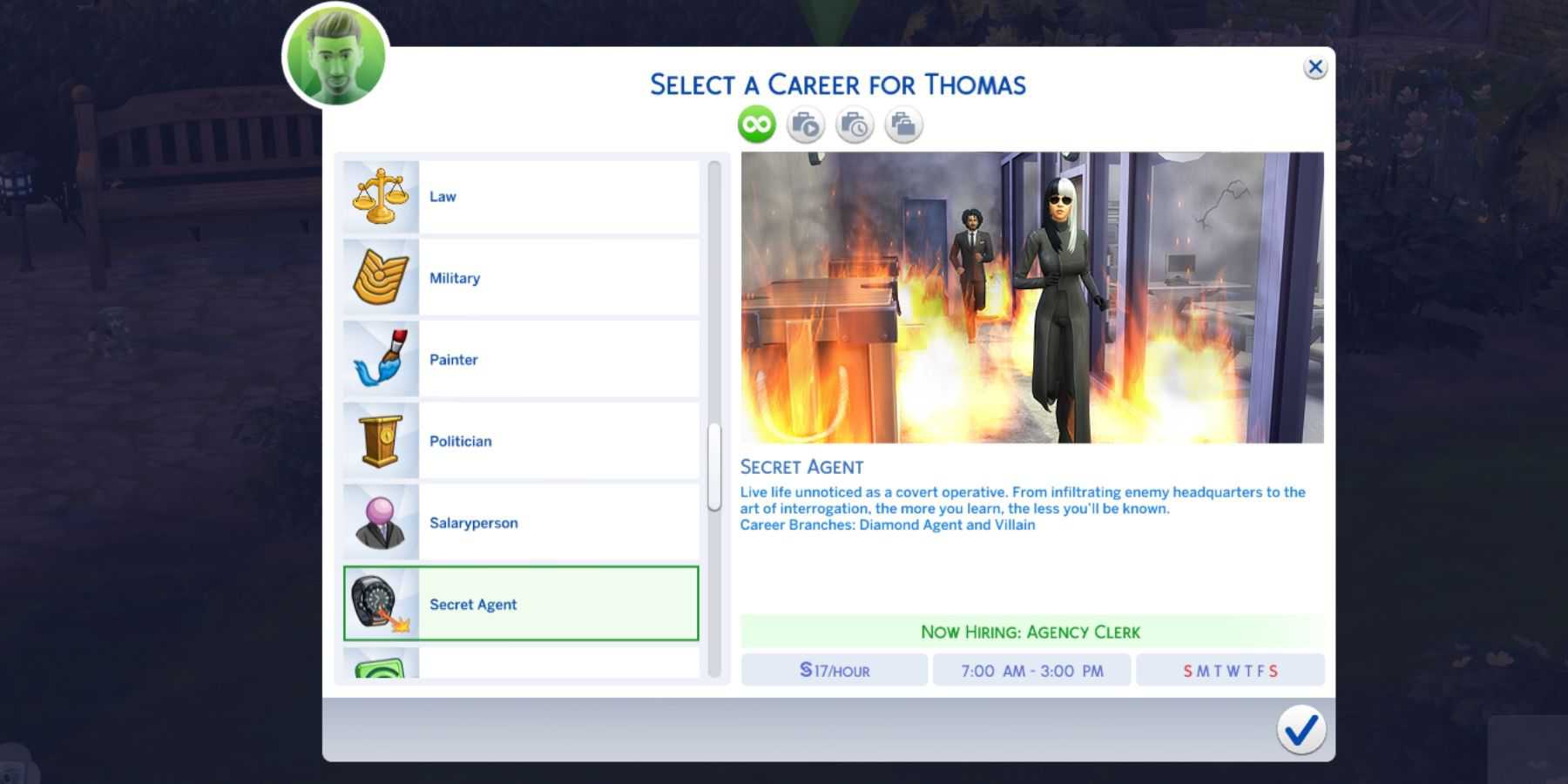 a carreira de agente secreto no the sims 4