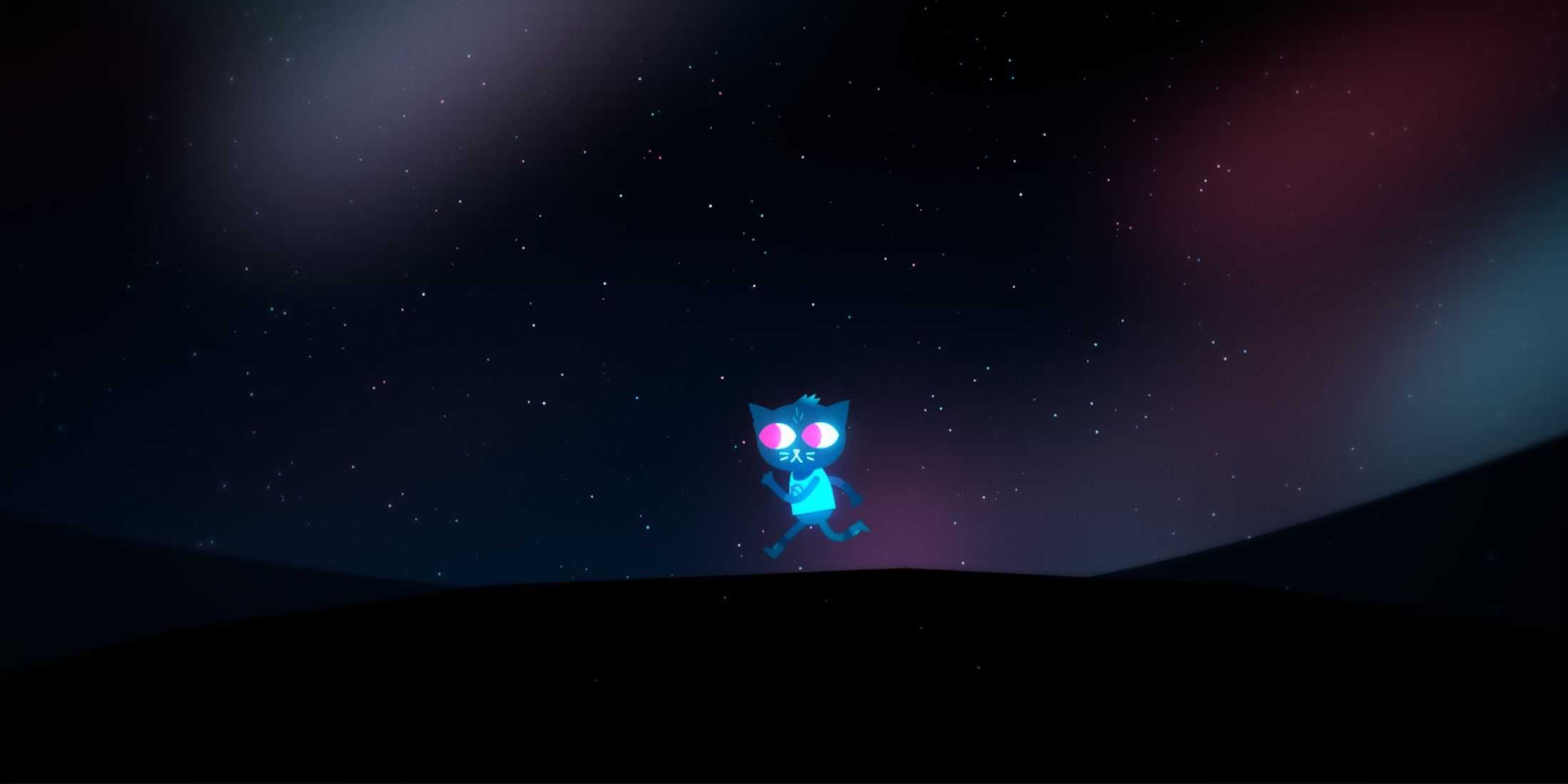 Mae running an endless black void