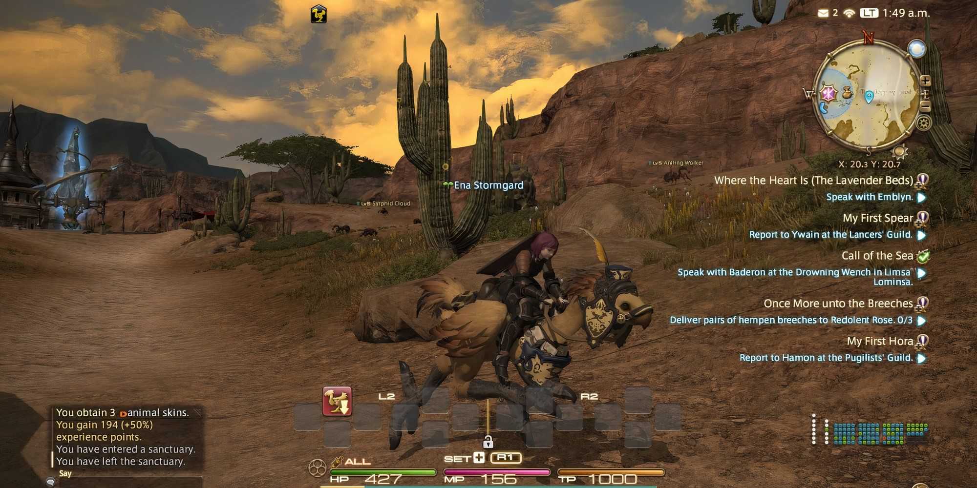 Riding a chocobo in Final Fantasy 14