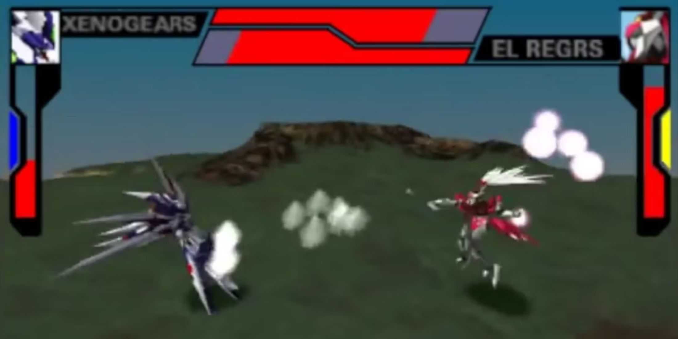 Two Gears Engaged In Combat In Xenogears