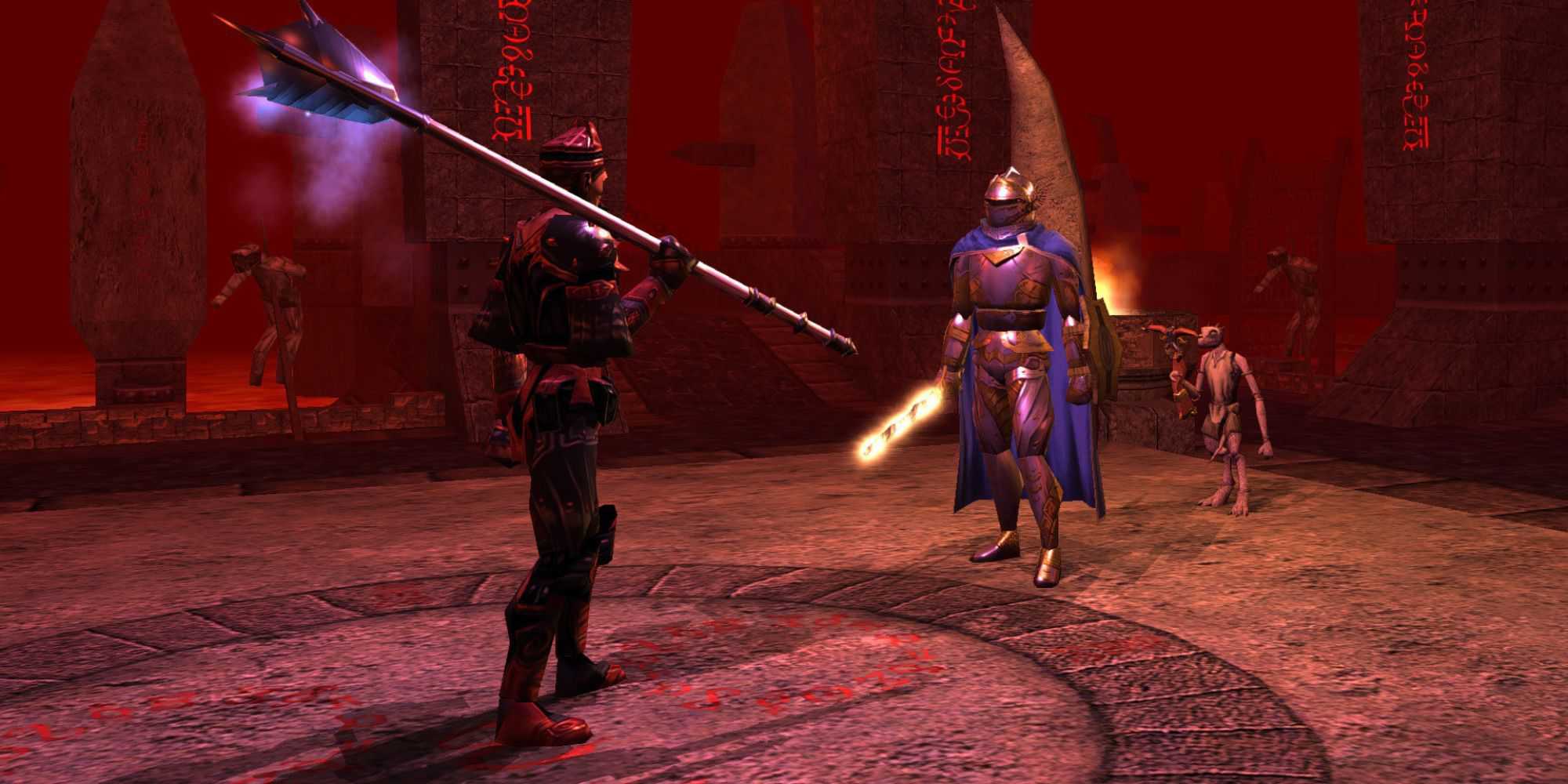 A player looking at a knight in Neverwinter Nights