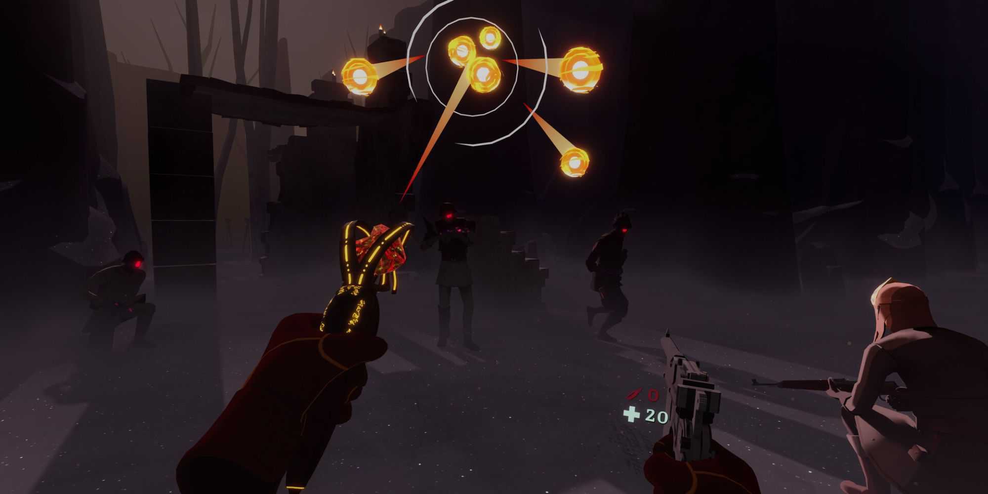 A player with a pistol in each hand in The Light Brigade