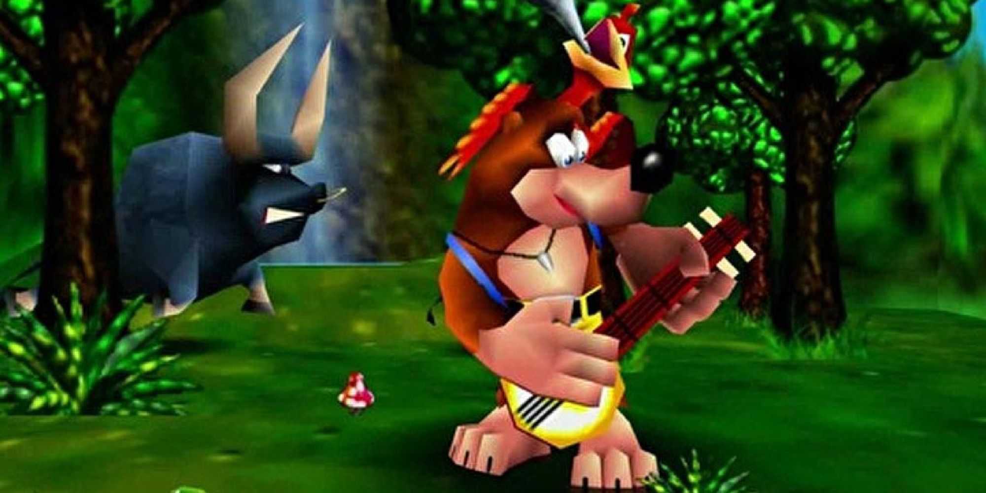 Banjo & Kazooie during the opening cutscene of Banjo-Kazooie for N64