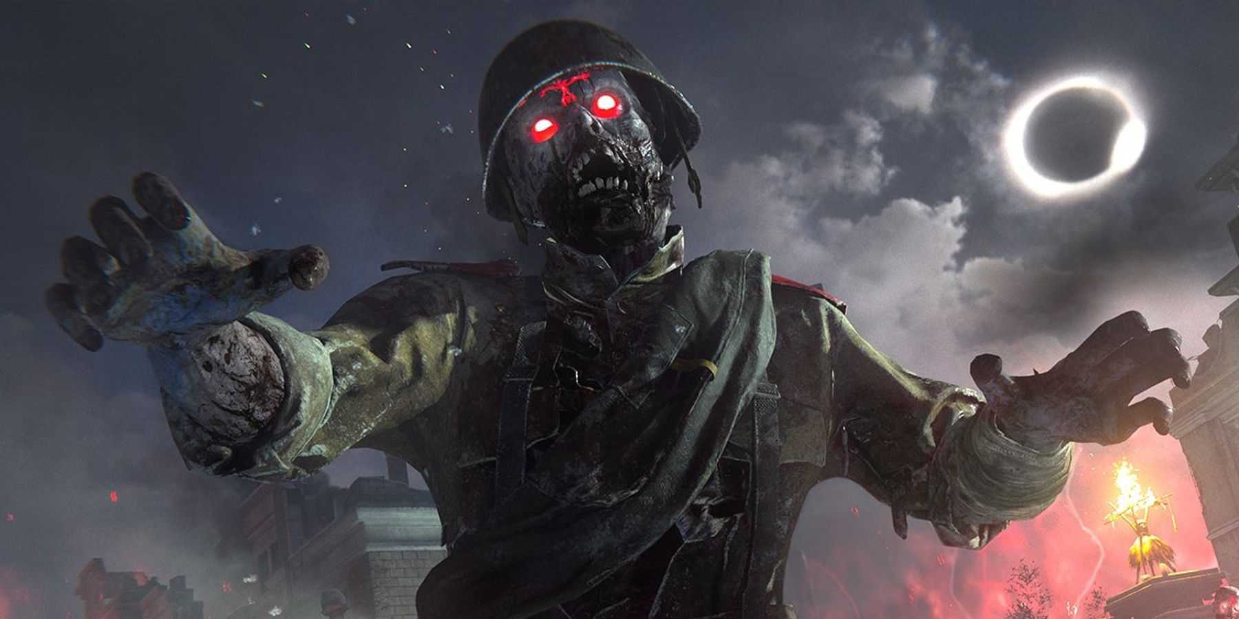 imagem promocional de call of duty zumbis vanguard close-up de zumbi