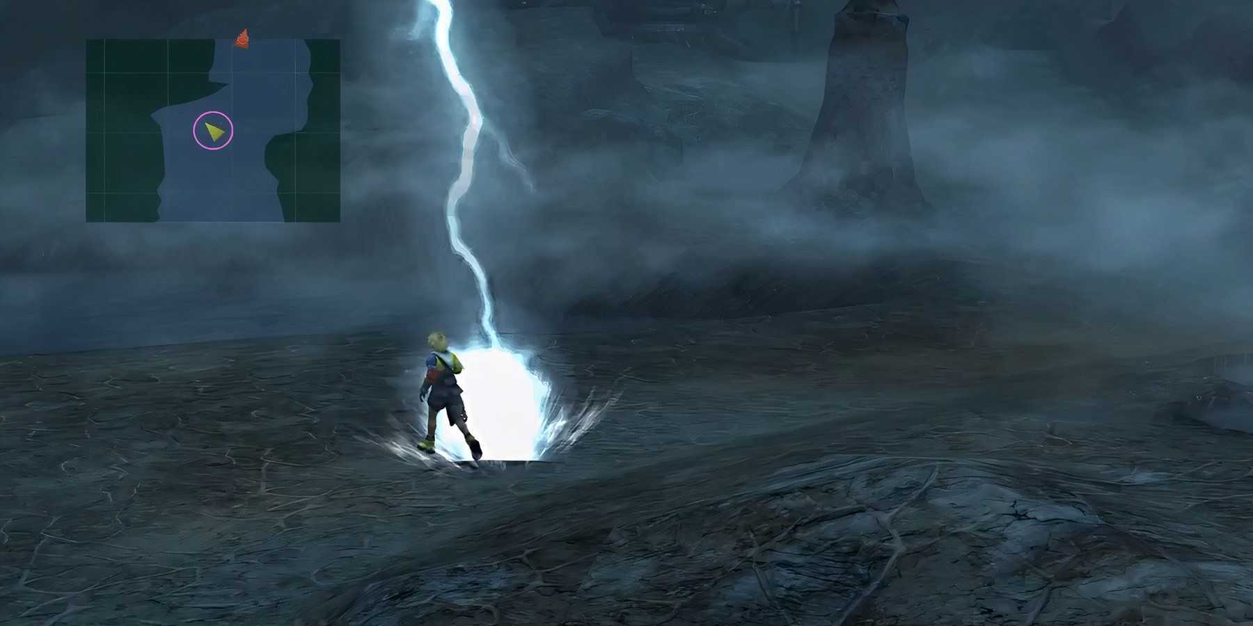 tidus dodging a lightning bolt in final fantasy 10