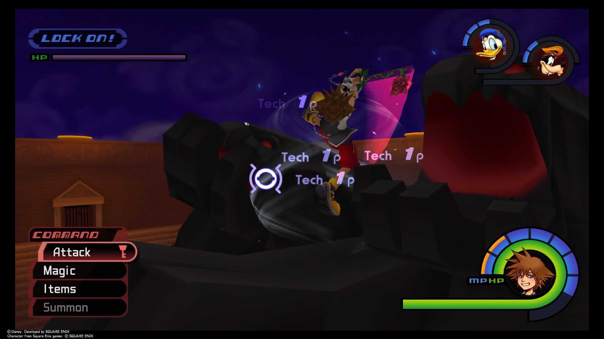 mix final de Kingdom Hearts – ganhando muita EXP por acertar Rock Titan