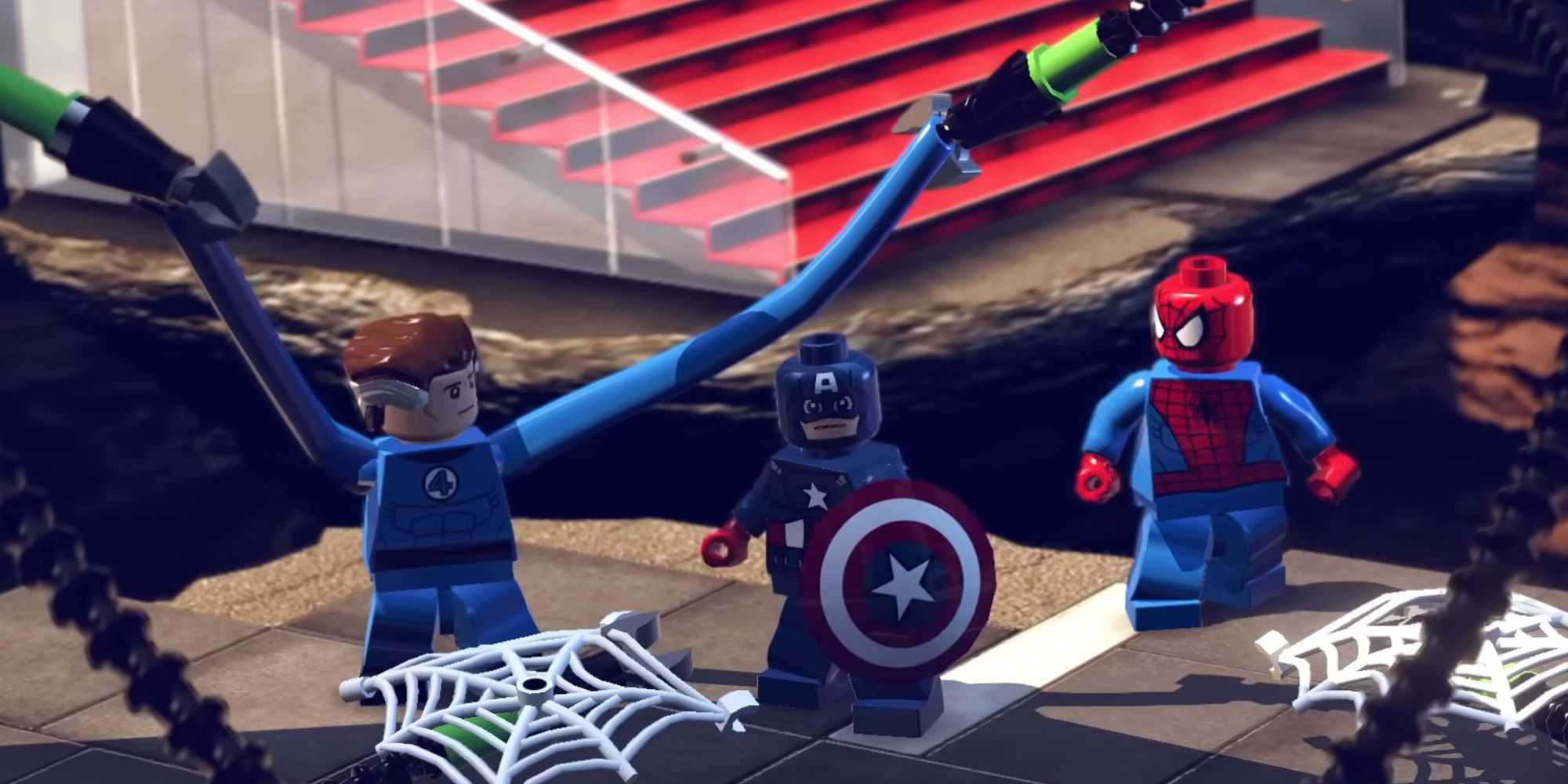 Mr. Fantastic, Captain America, and Spider-Man in LEGO Marvel Super Heroes