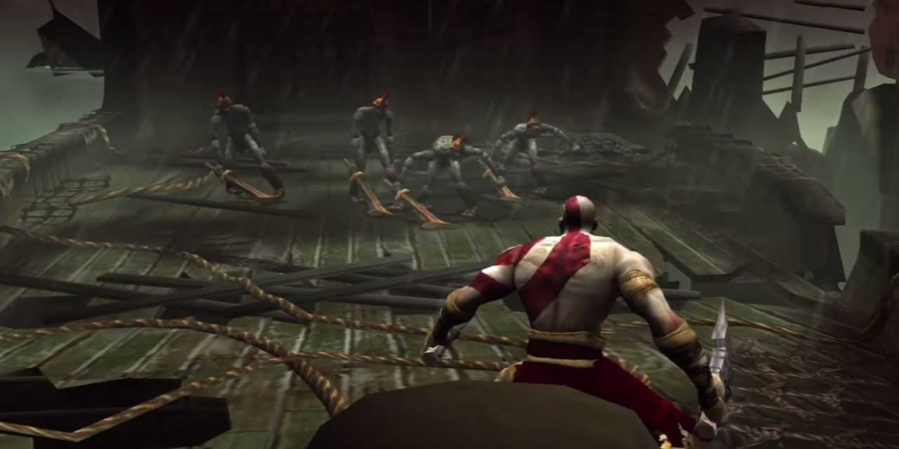 Kratos faces monsters in the original God of War