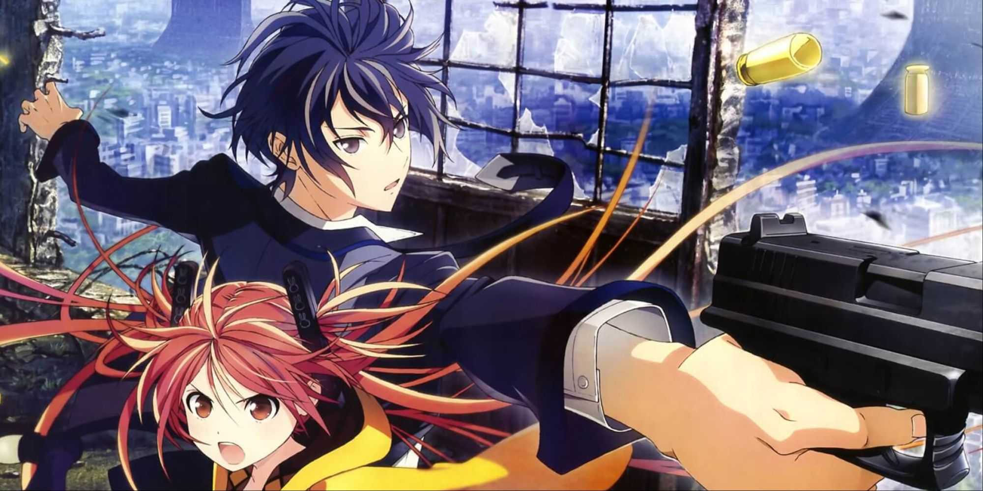 Black Bullet main characters holding guns