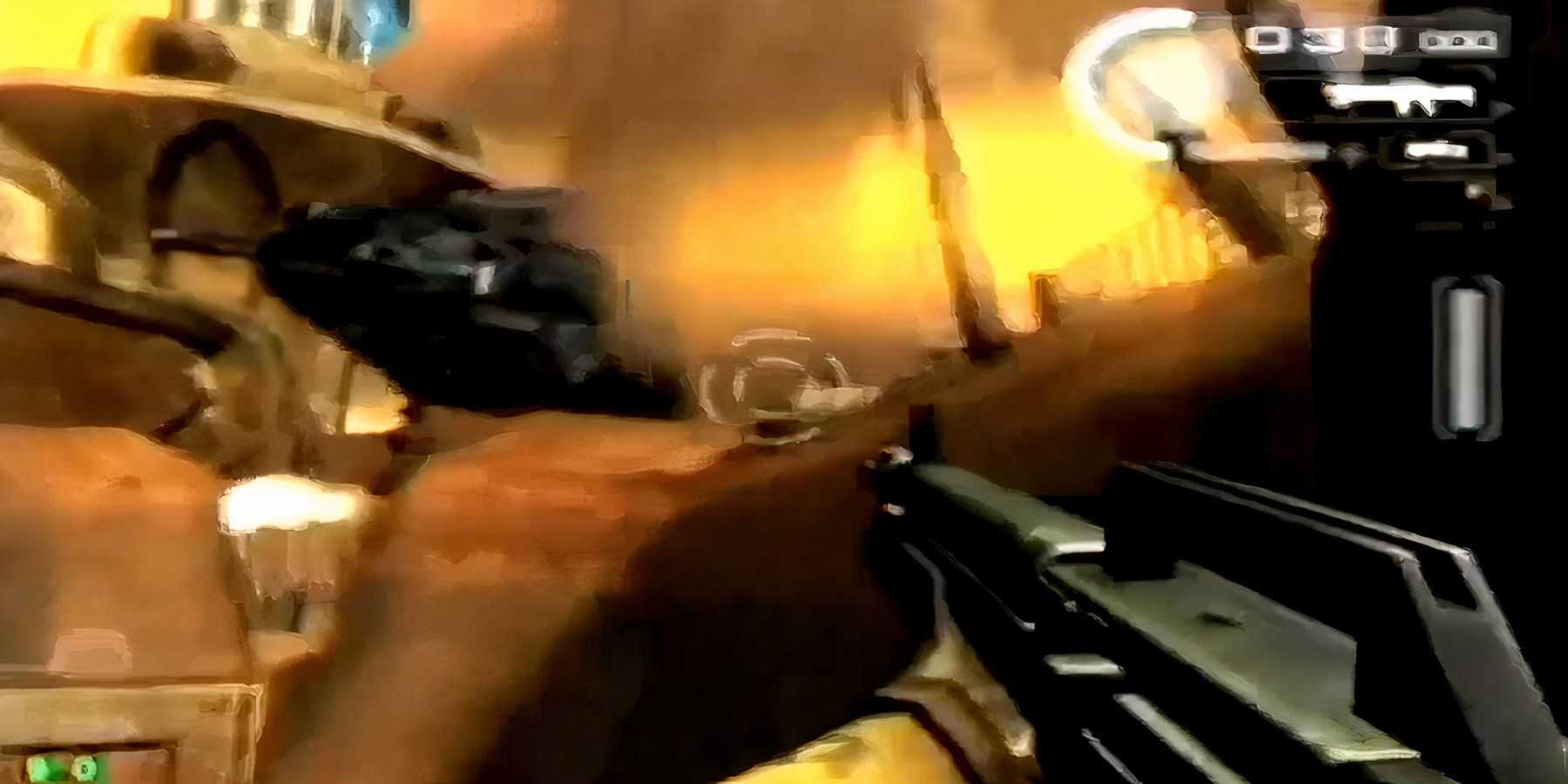 the player shooting at choppers