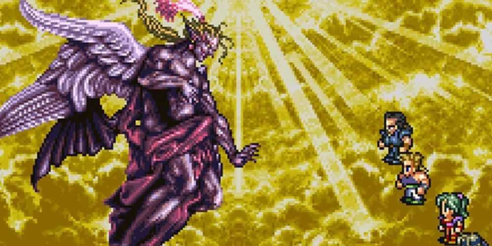 O chefe final contra Kefka Palazzo em Final Fantasy 6.