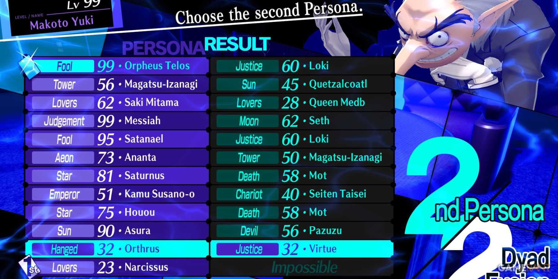 persona 3 reload - receita de fusão de virtude