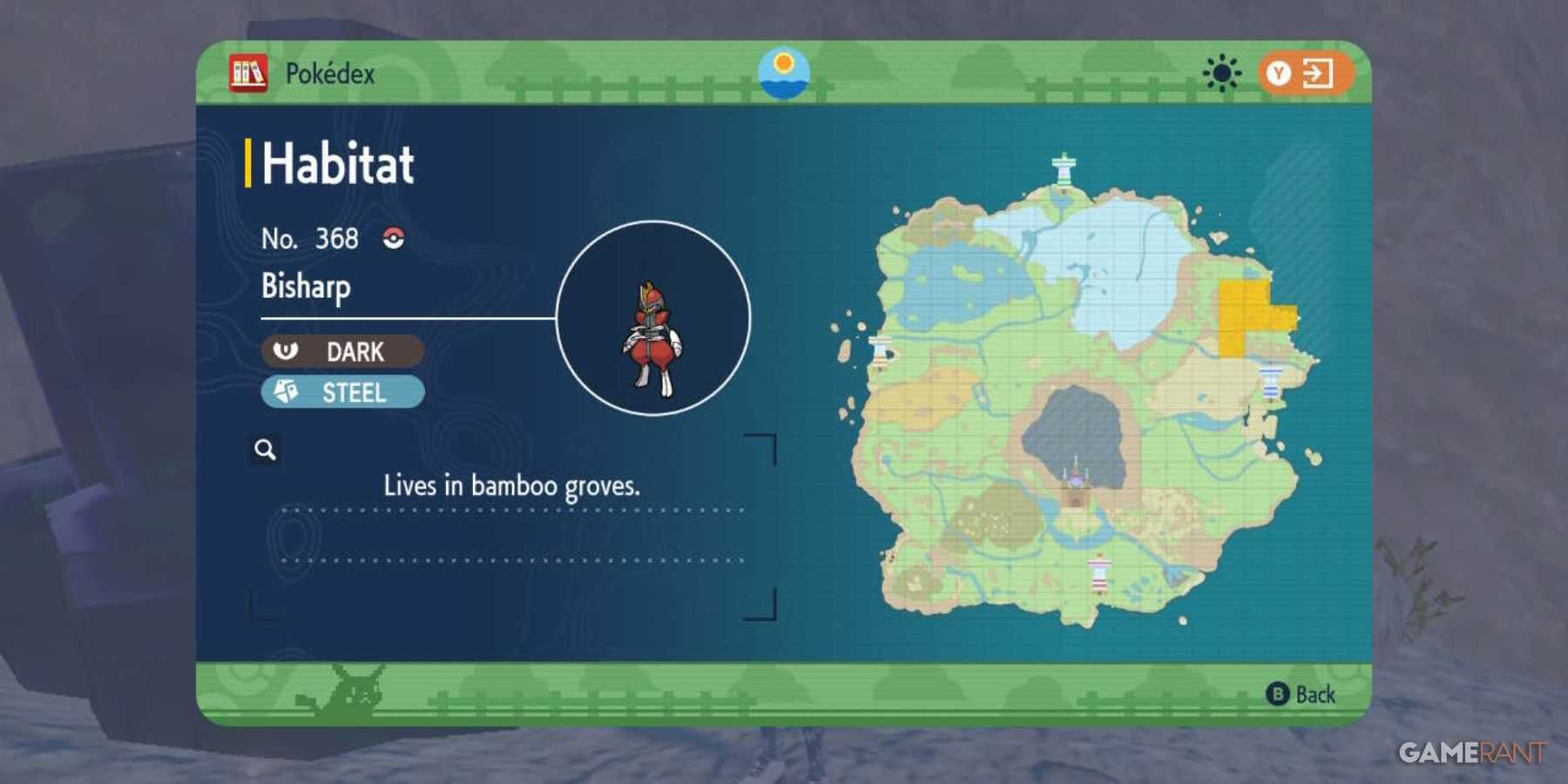 pokemon scarlet and violet bisharp location in paldea