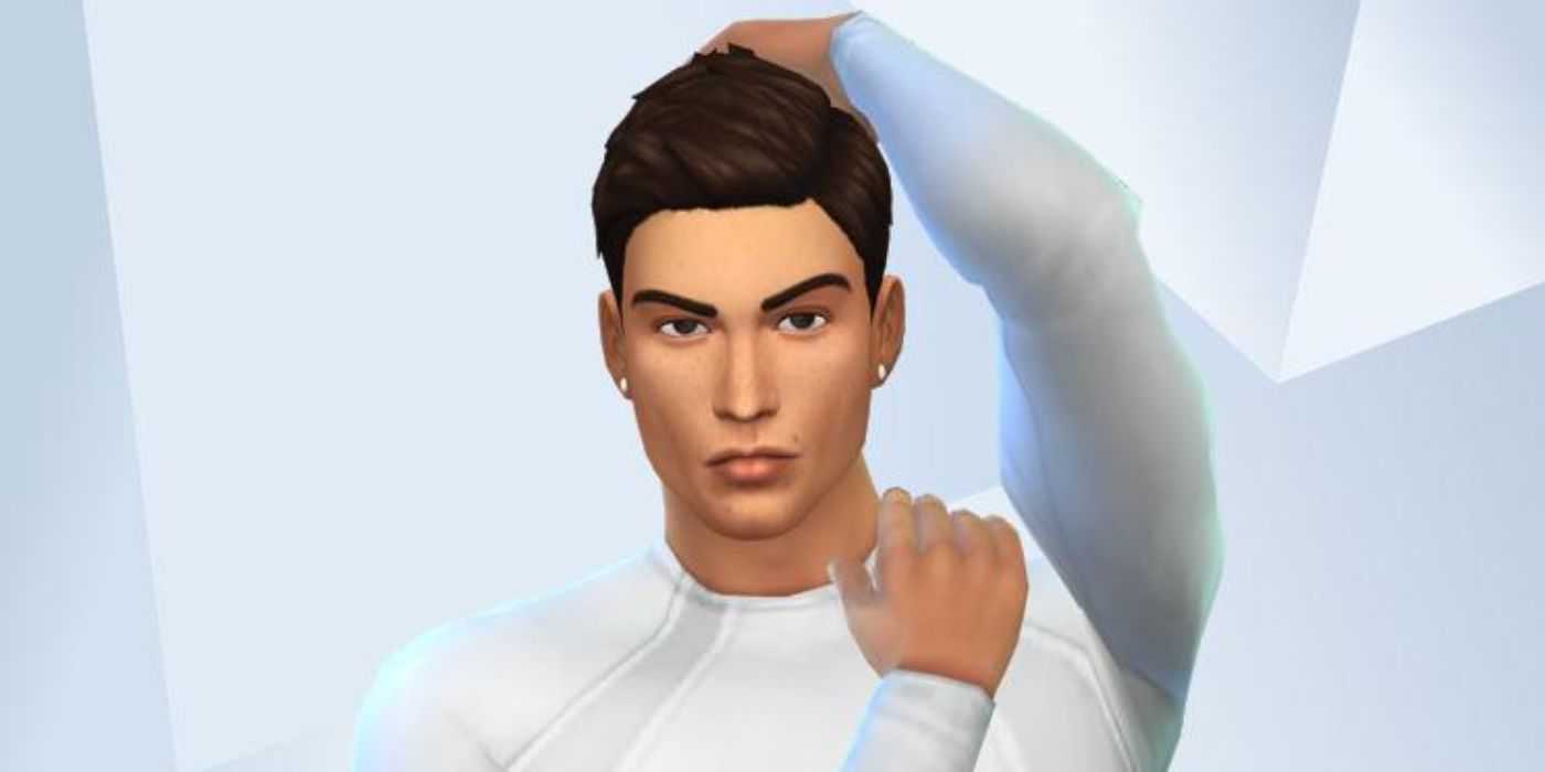 Uma imagem de Cristiano Ronaldo recriada no The Sims 4