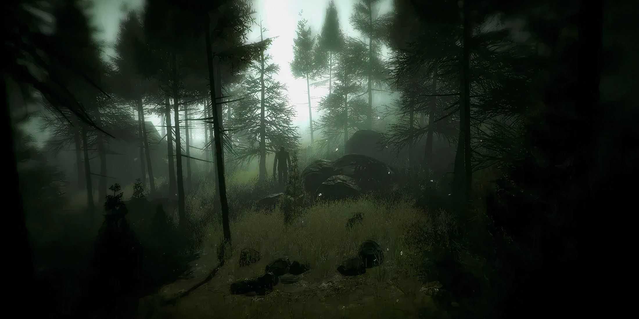 slender man in the woods in Slender: The Arrival