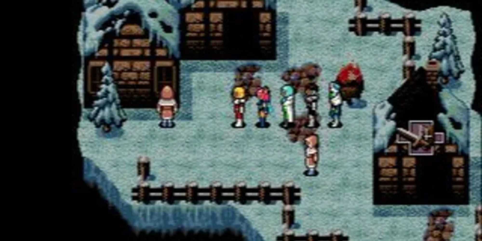 Exploring a snow village in Phantasy Star 4