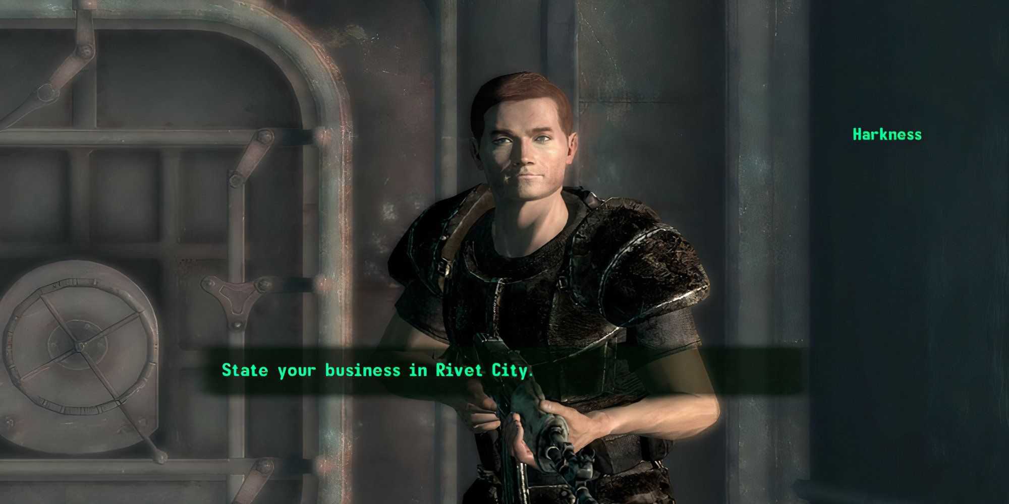 The synch head of security for Rivet City, Harkness Fallout 3 