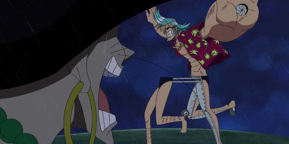 Franky Centaur vs. Nero of the CP9, in the Enies Lobby arc.