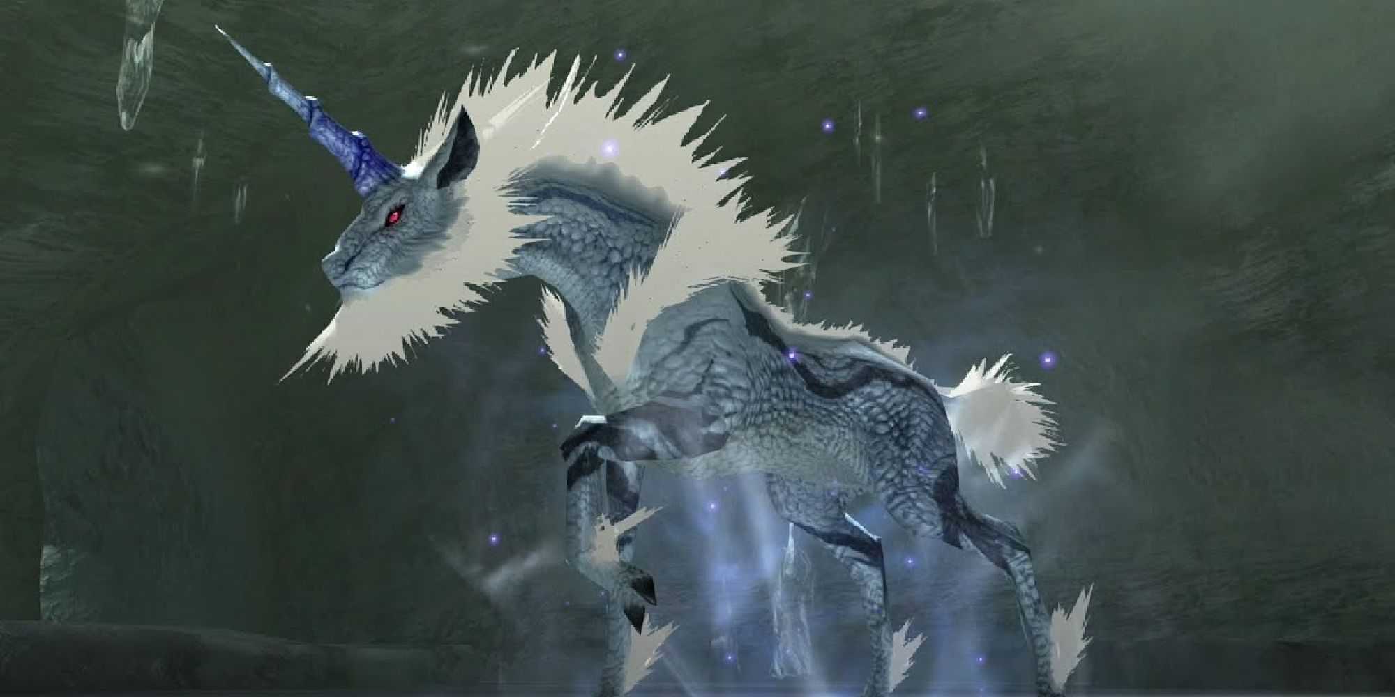 Um Kirin aparecendo em uma floresta em Monster Hunter Generations Ultimate