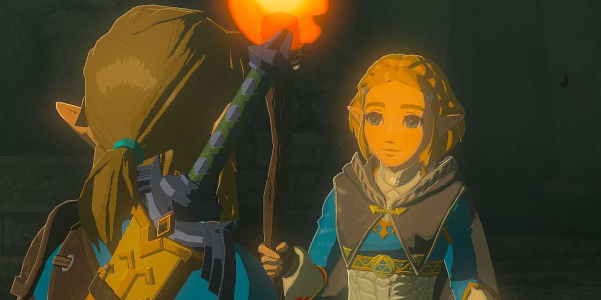 tears of the kingdom link and zelda in the tunnels under hyrule castle