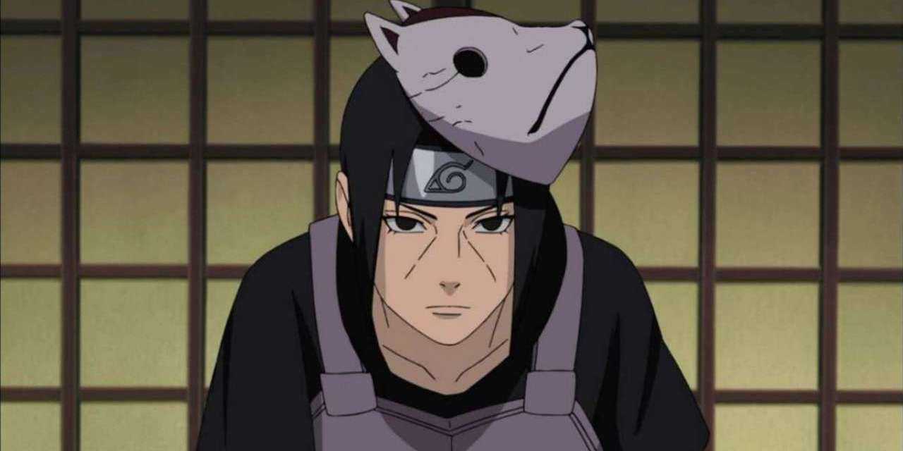 Itachi Uchiha usando a máscara da Anbu