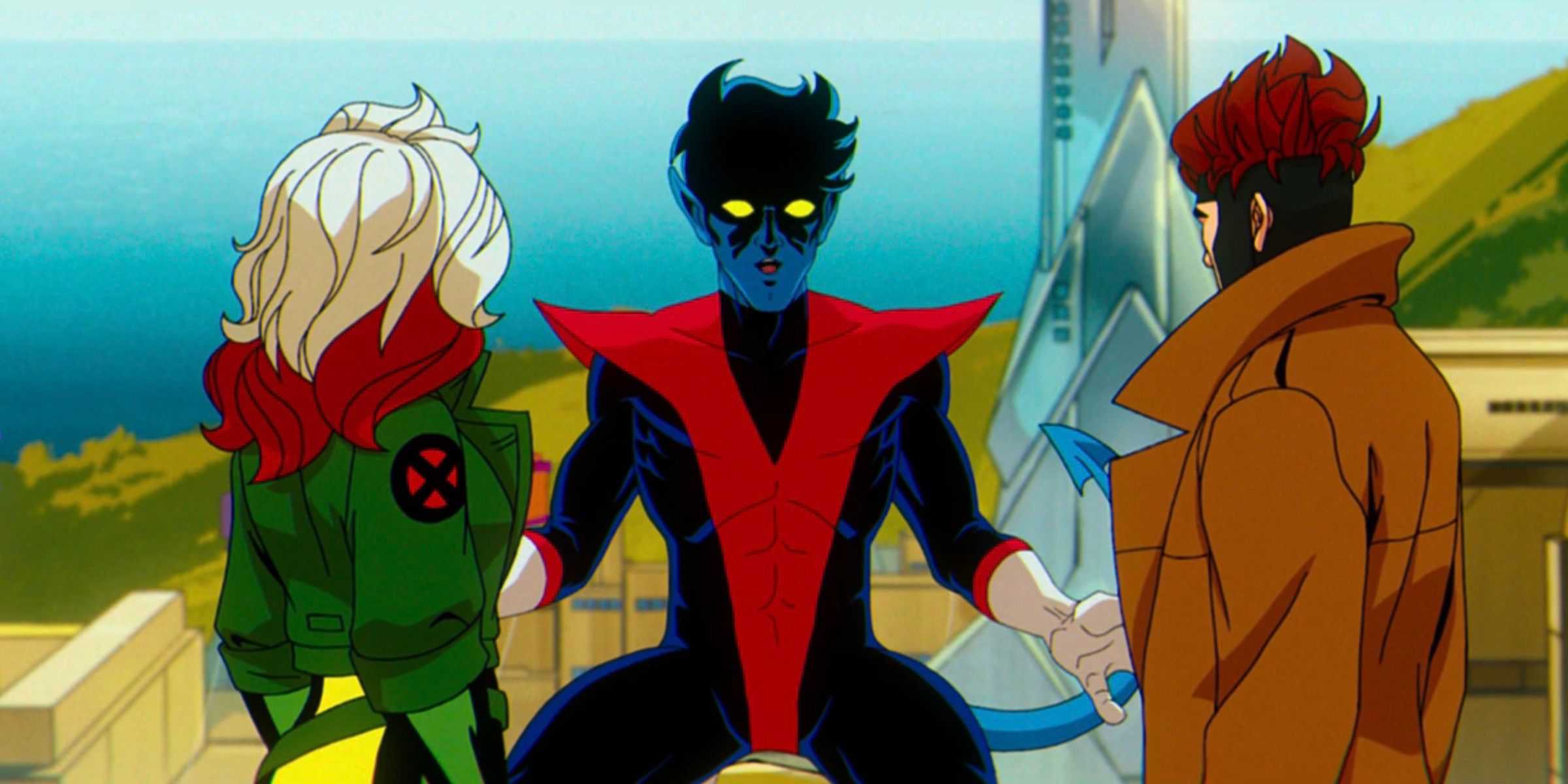 Rogue, Nightcrawler e Gambit em Genosha