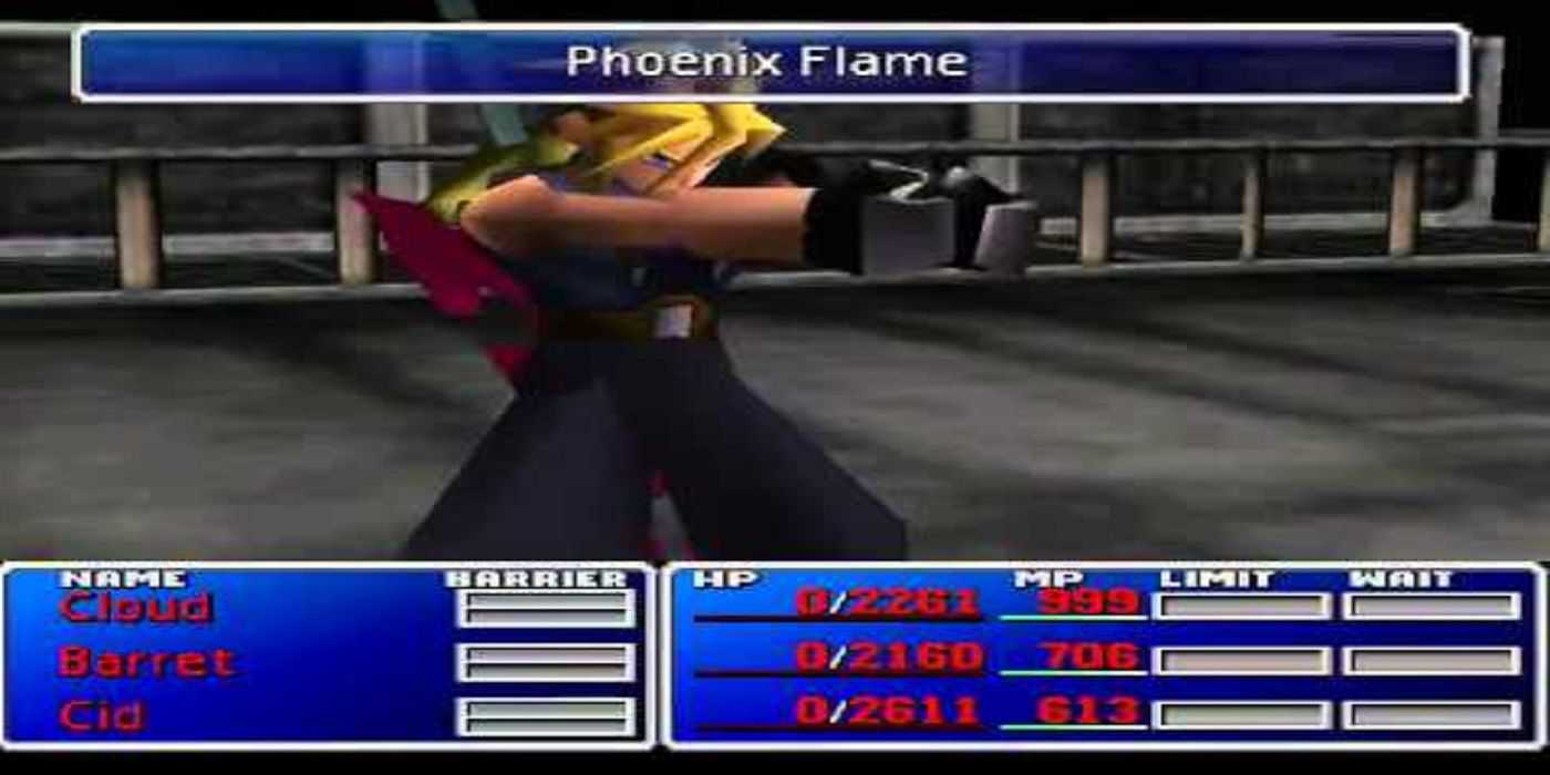 Final Fantasy 7 Cloud ativa Phoenix Flame na batalha