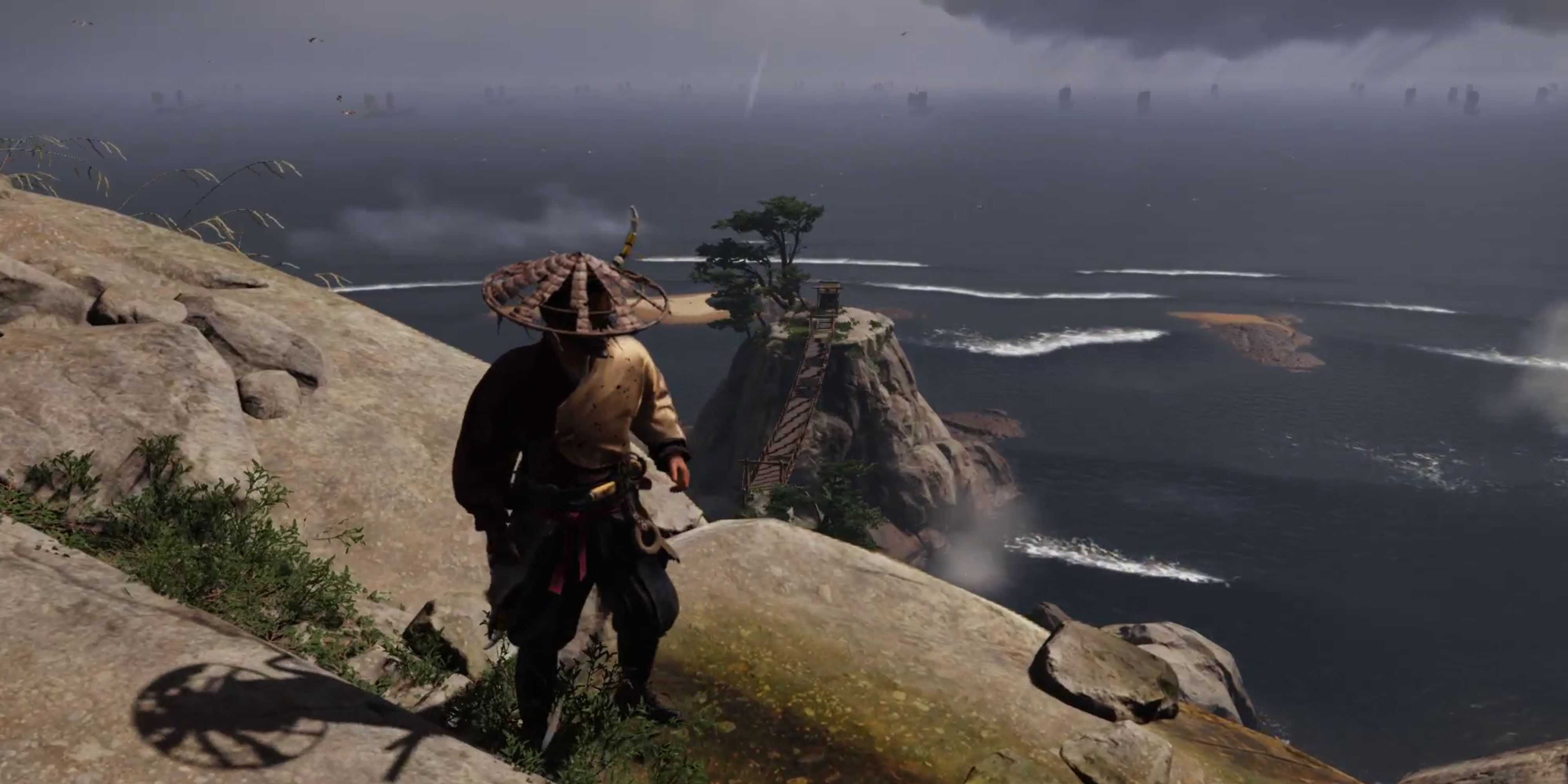 overlooking mending rock shrine in ghost of tsushima