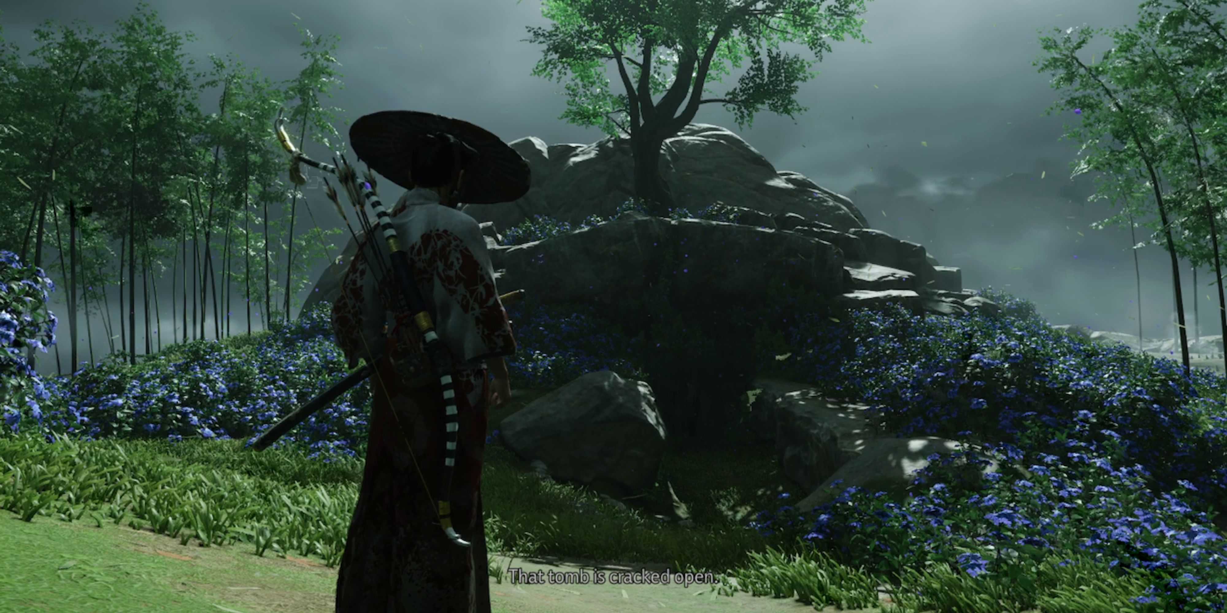 the hill with blue flowers in Ghost of Tsushima