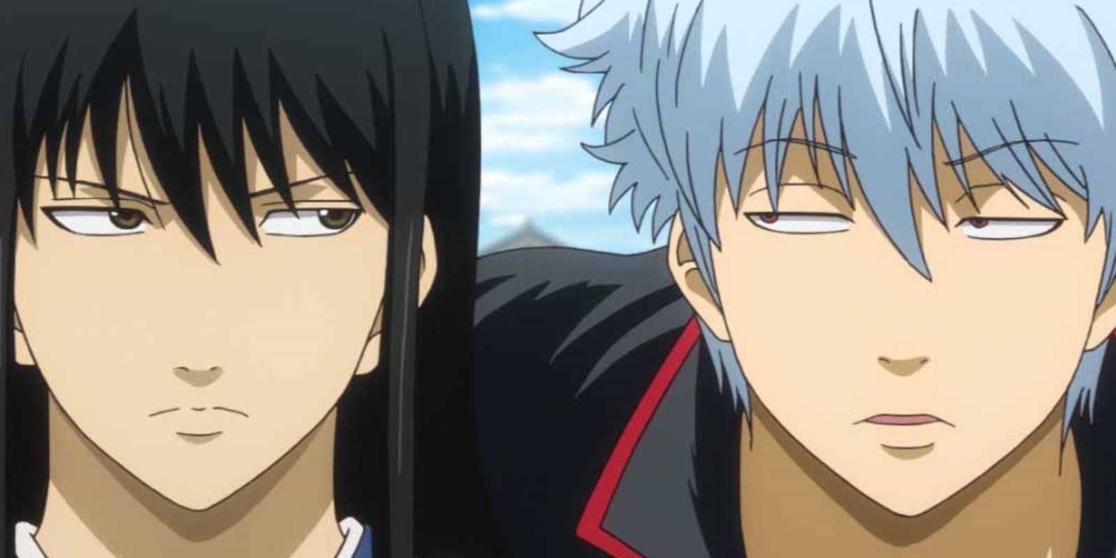 Gintama Gintoki e Katsura olhando um para o outro