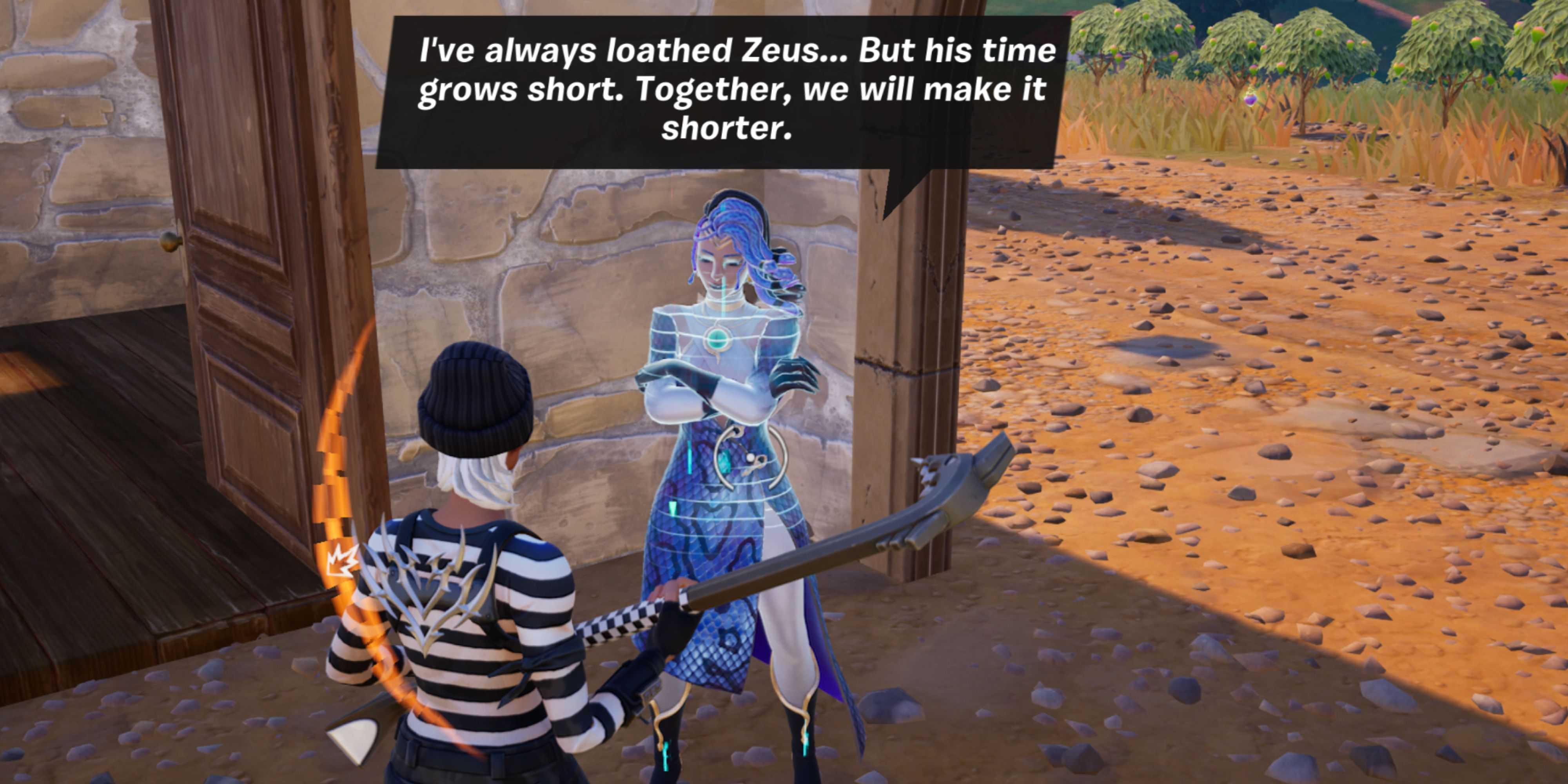 talking to medusa npc at fencing fields