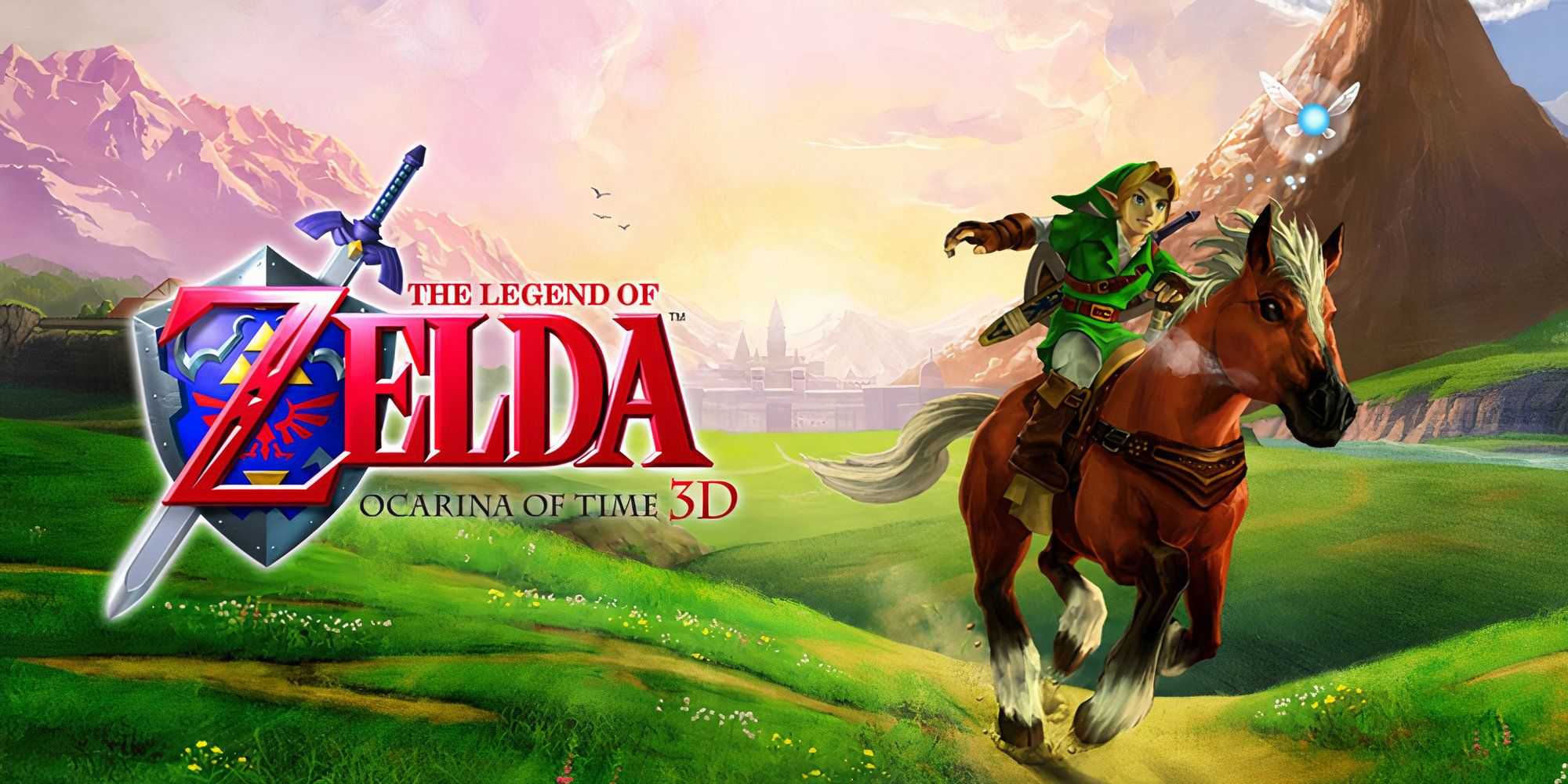 Arte promocional com personagens de The Legend of Zelda Ocarina of Time 3D