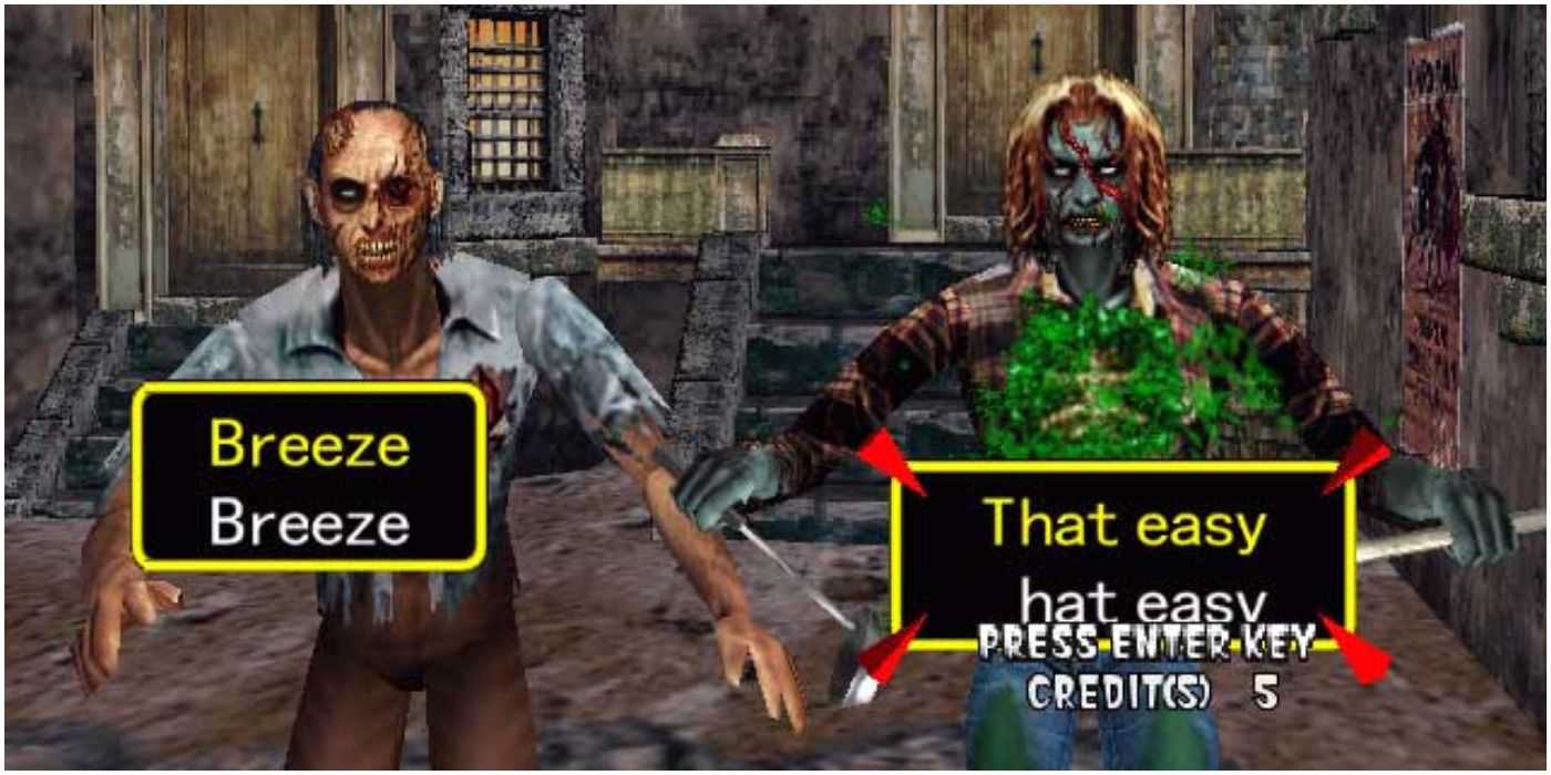 Two approaching zombies in Typing of the Dead