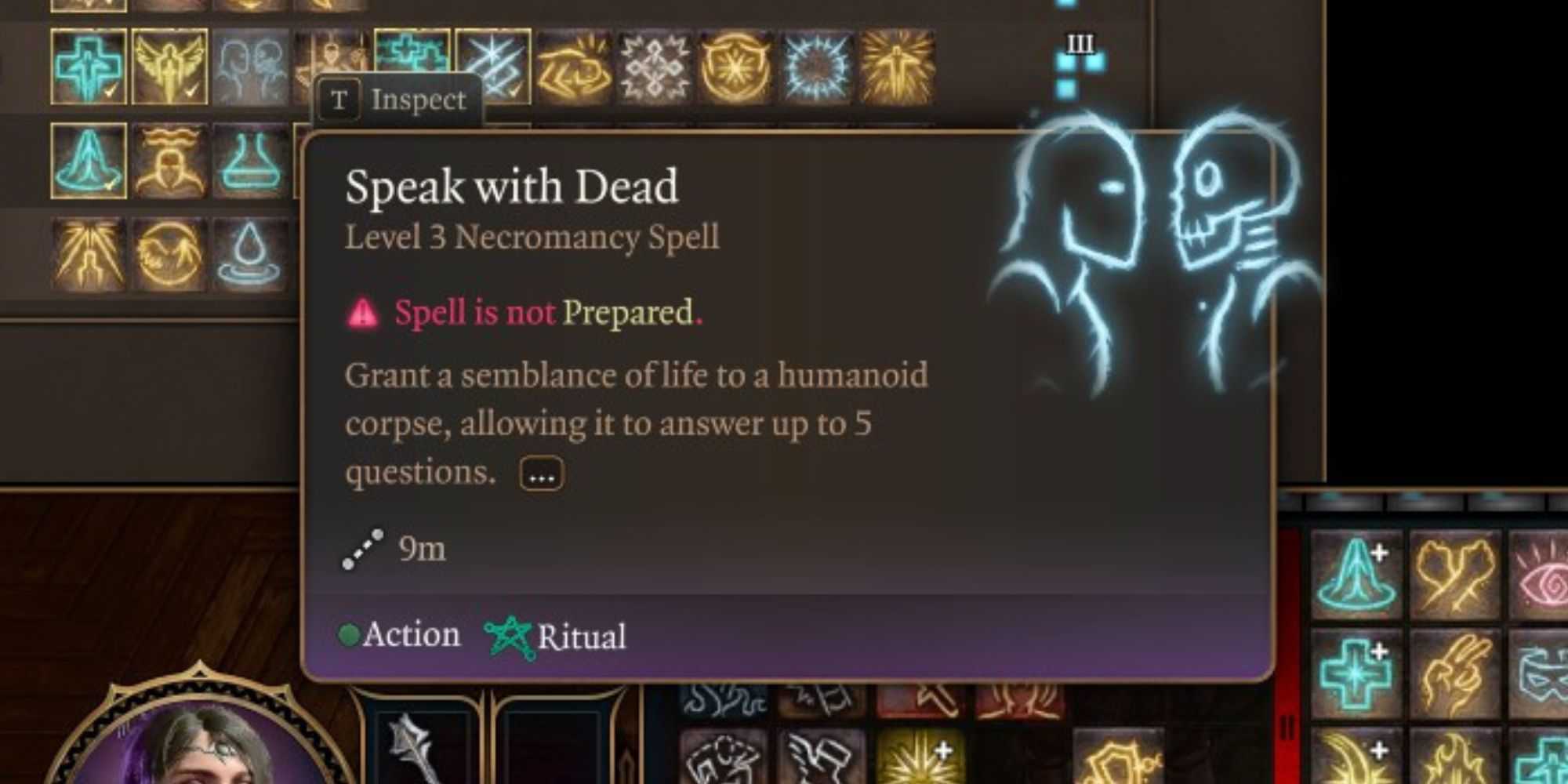 O feitiço Speak With Dead em Baldur's Gate 3