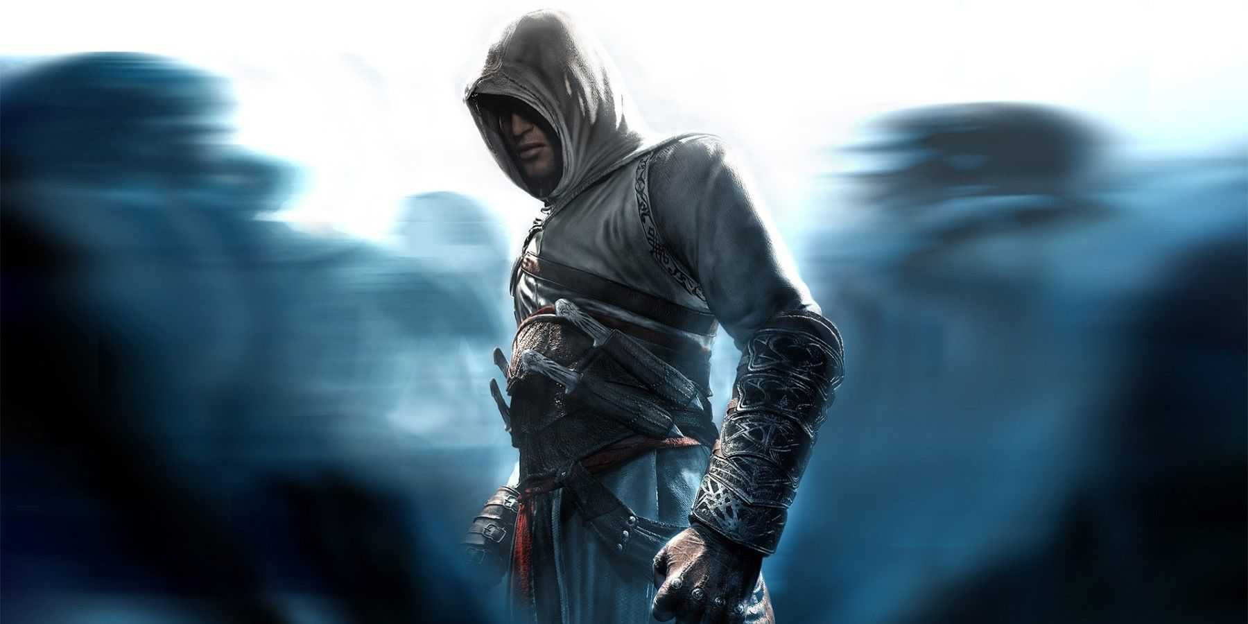 Altair se escondendo em um grupo de pedestres em Assassin's Creed